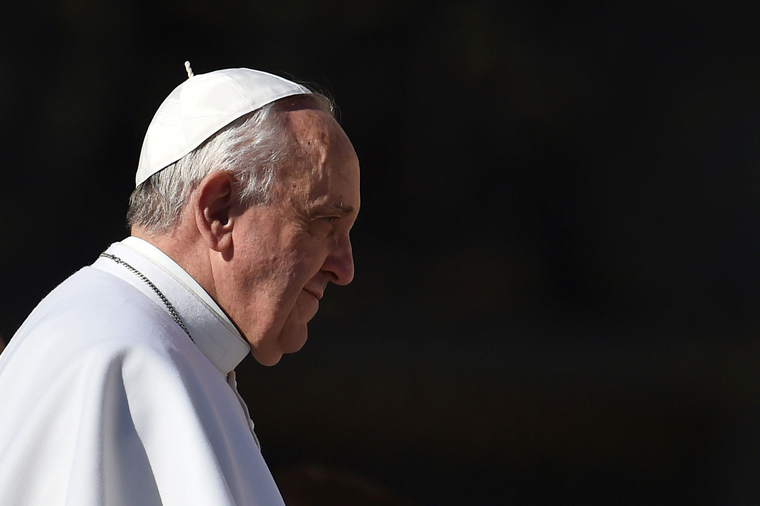 Pope Francis gives his weekly general audience at St Peter's square on Feb. 11, 2015 at the Vatican.