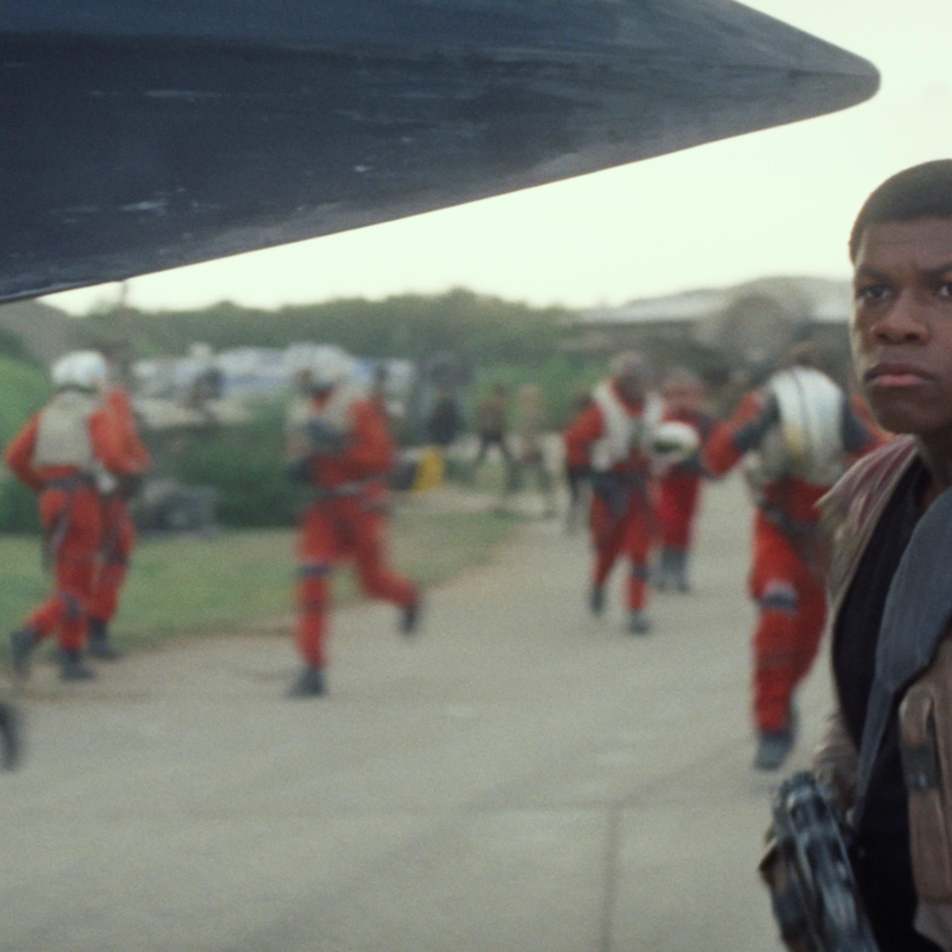 John Boyega as Finn in Star Wars: The Force Awakens.