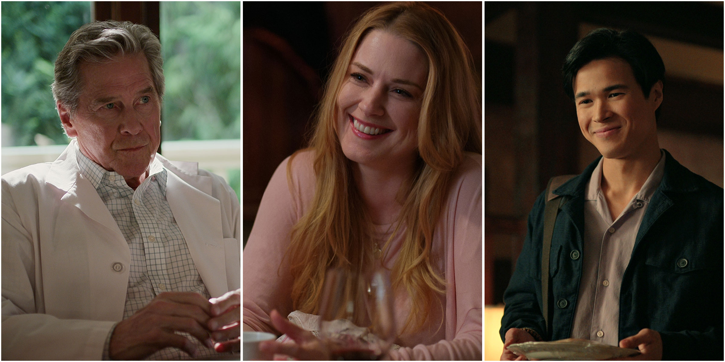 Tim Matheson as Doc Mullins, Alexandra Breckendrige as Mel Monroe, and Kai Bradbury as Denny