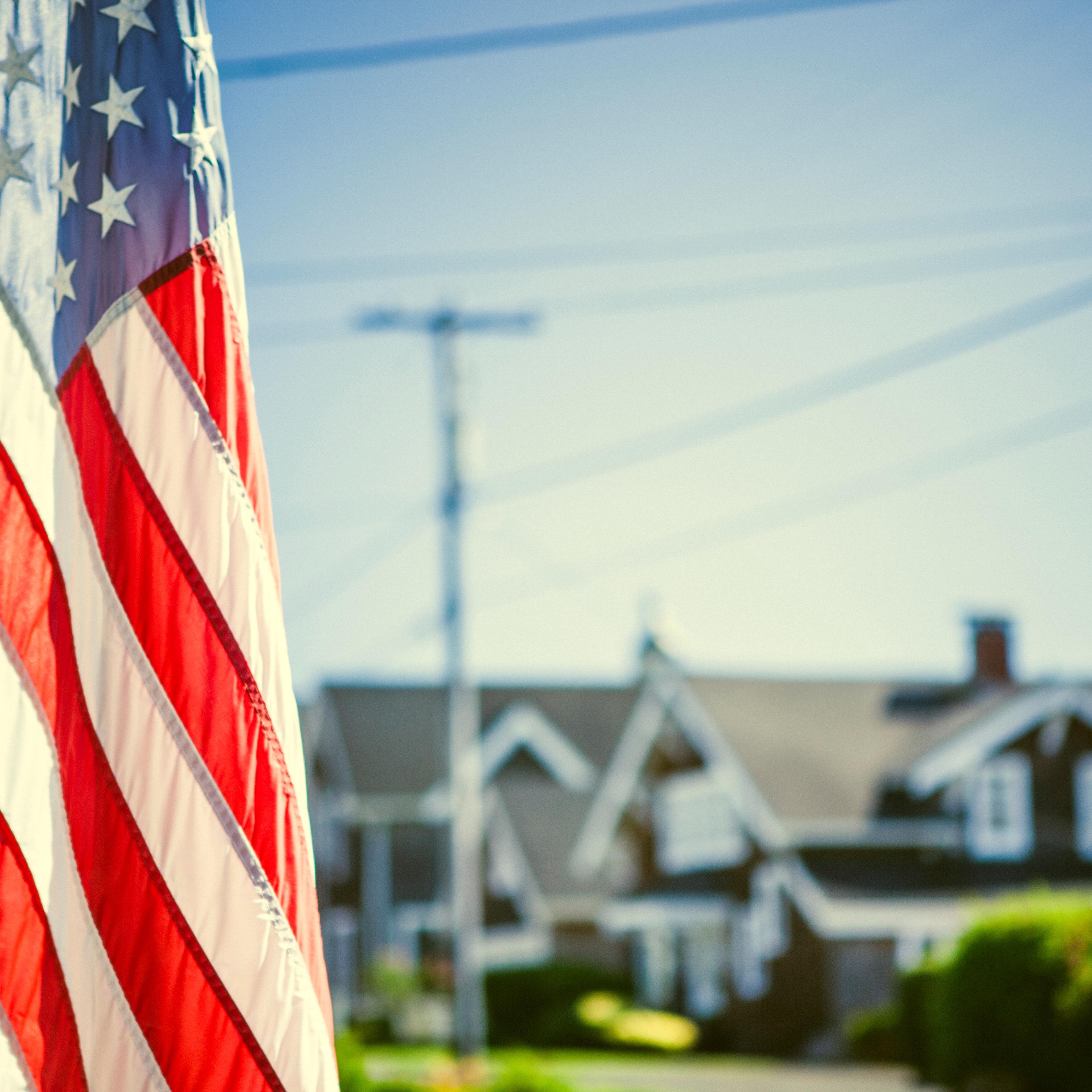 American Flag and Neighborhood