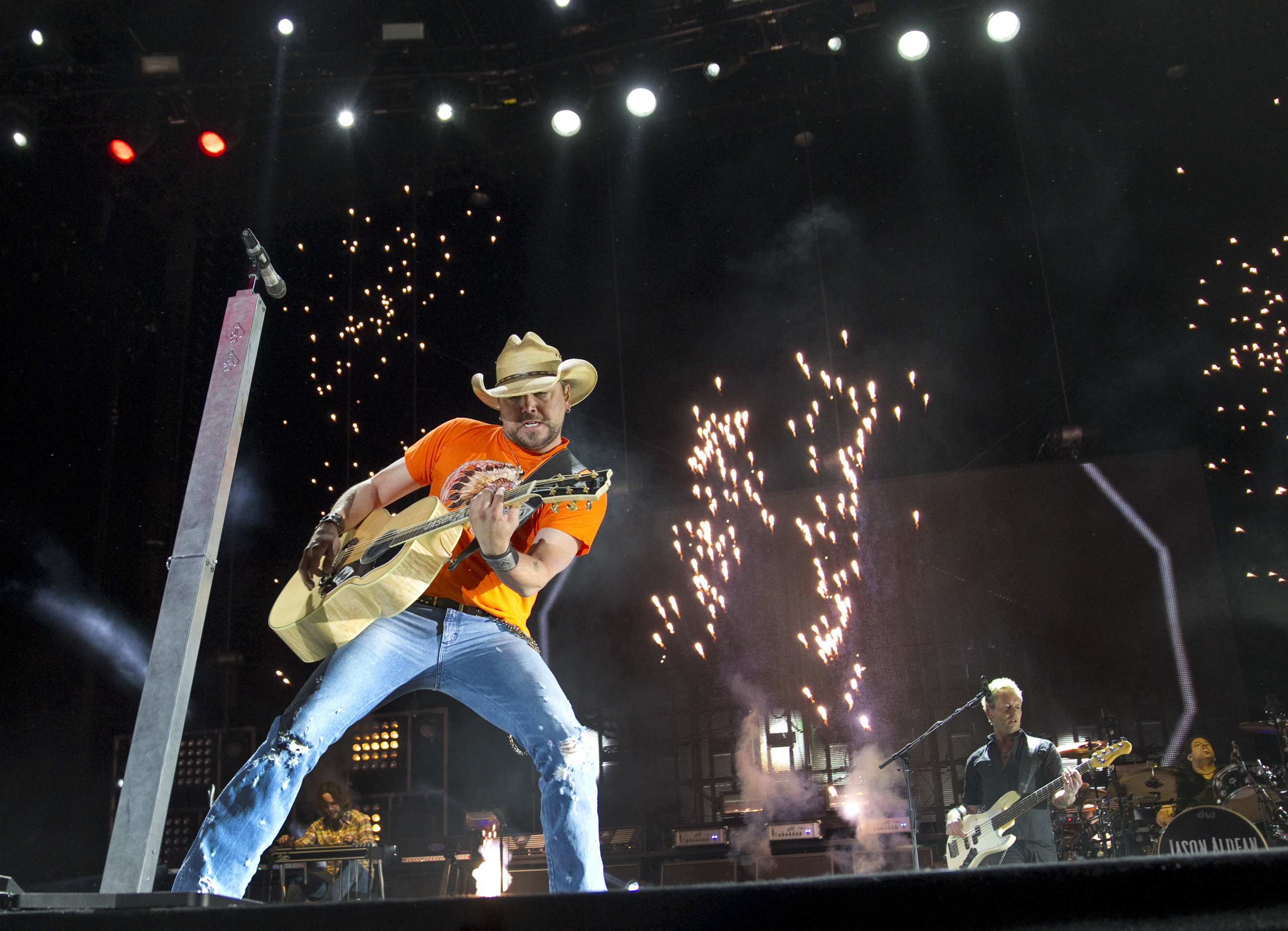INDIO, CA-APRIL 26, 2014: Jason Aldean performs as he headlines day 2 of the three-day Stagecoach Co