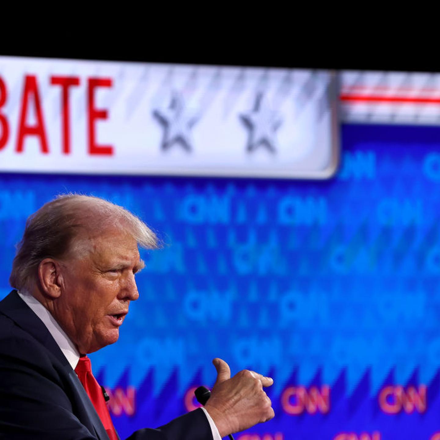 Republican presidential candidate, former U.S. President Donald Trump delivers remarks during the CNN Presidential Debate at the CNN Studios in Atlanta, Georgia, on June 27, 2024.