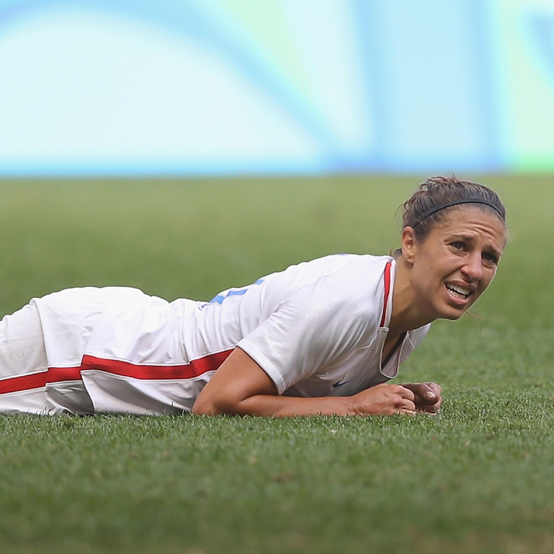 BRASILIA, BRAZIL - AUGUST 12: Carli Lloyd #10 of United States reacts against Sweden in the second half during the Women's Football Quarterfinal match at Mane Garrincha Stadium on Day 7 of the Rio 2016 Olympic Games on August 12, 2016 in Brasilia, Brazil