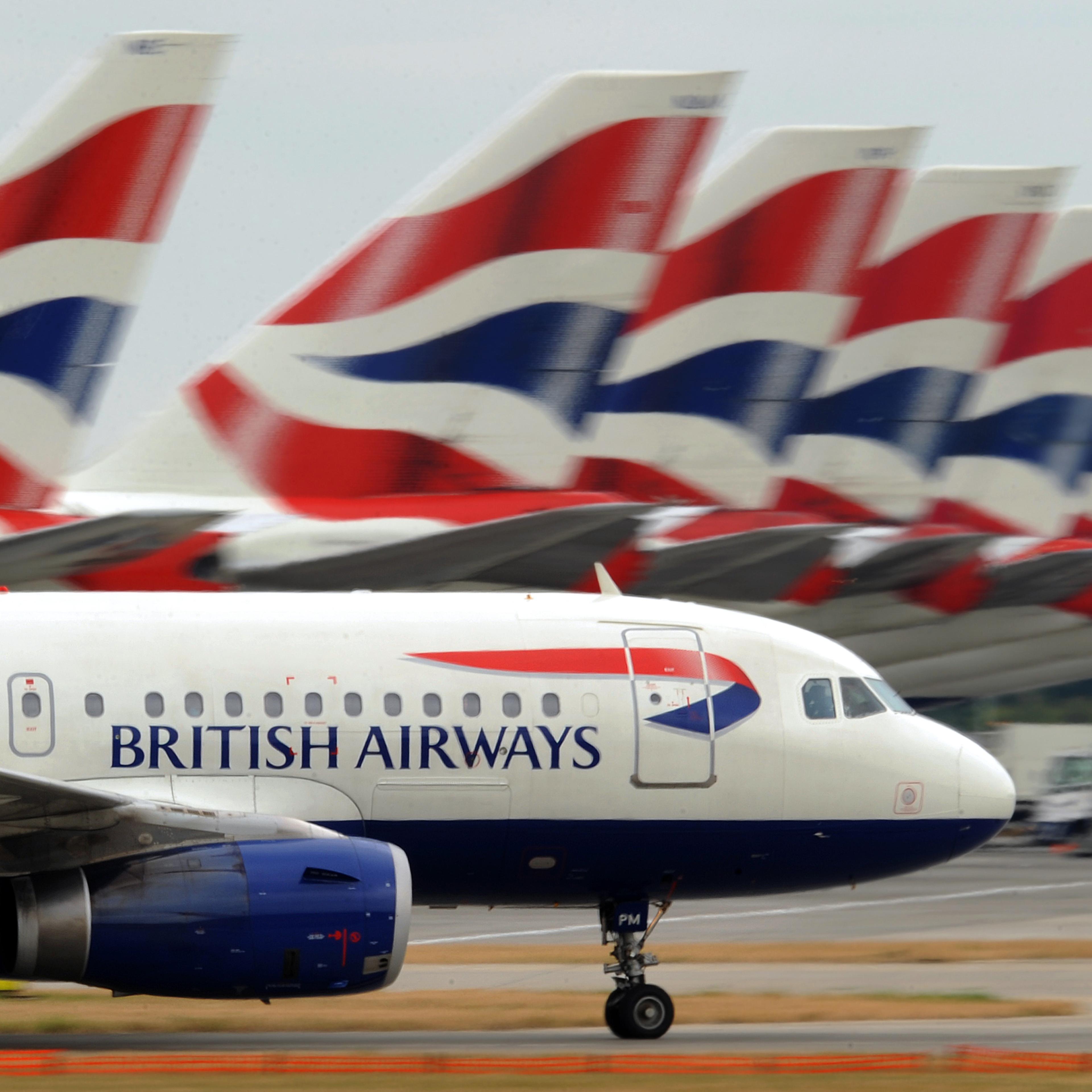 A British Airways aircraft taxis past ot