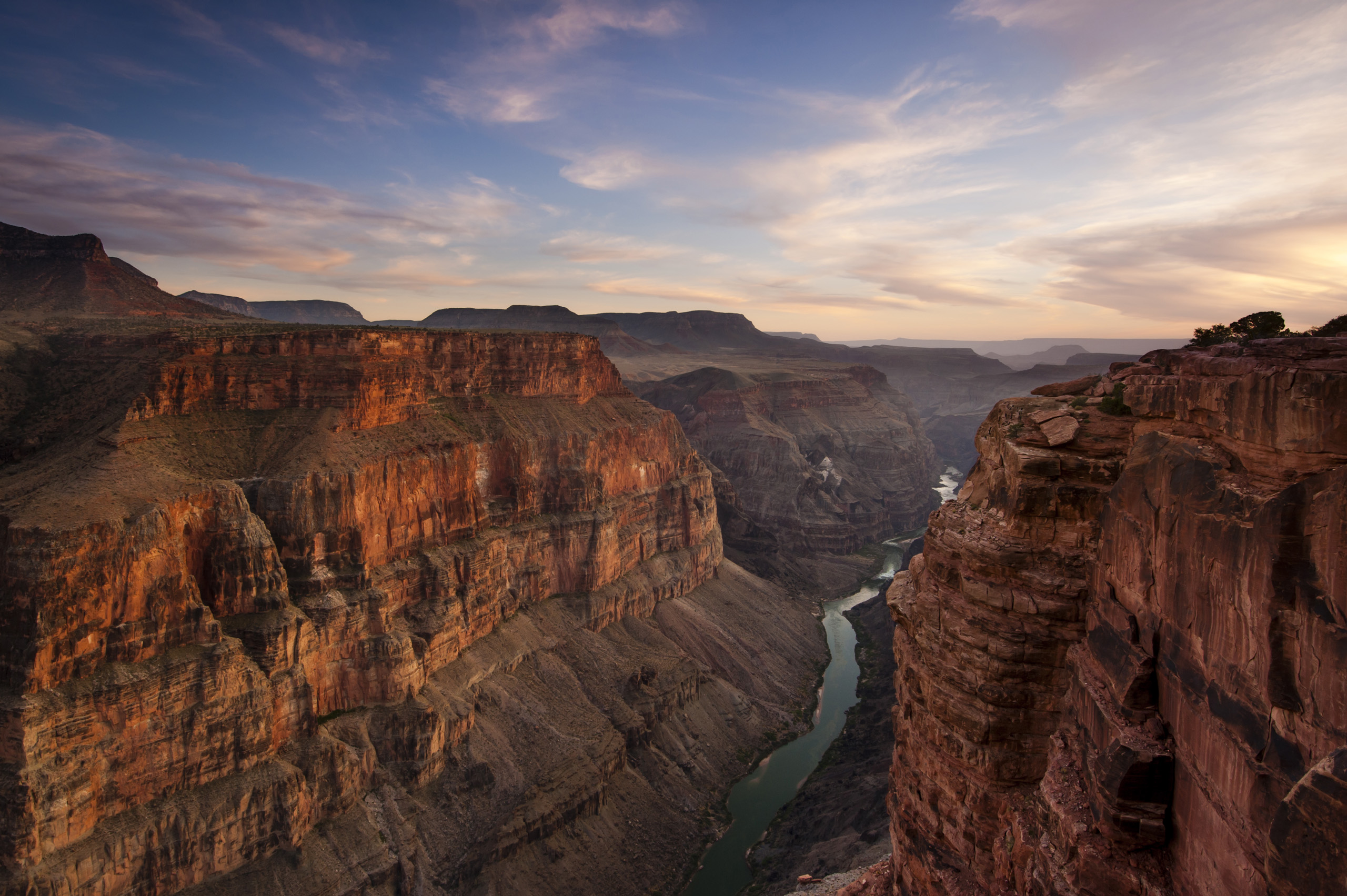 Canyon and river at sunset.  Toroweap Overlook, Grand Canyon, Arizona.