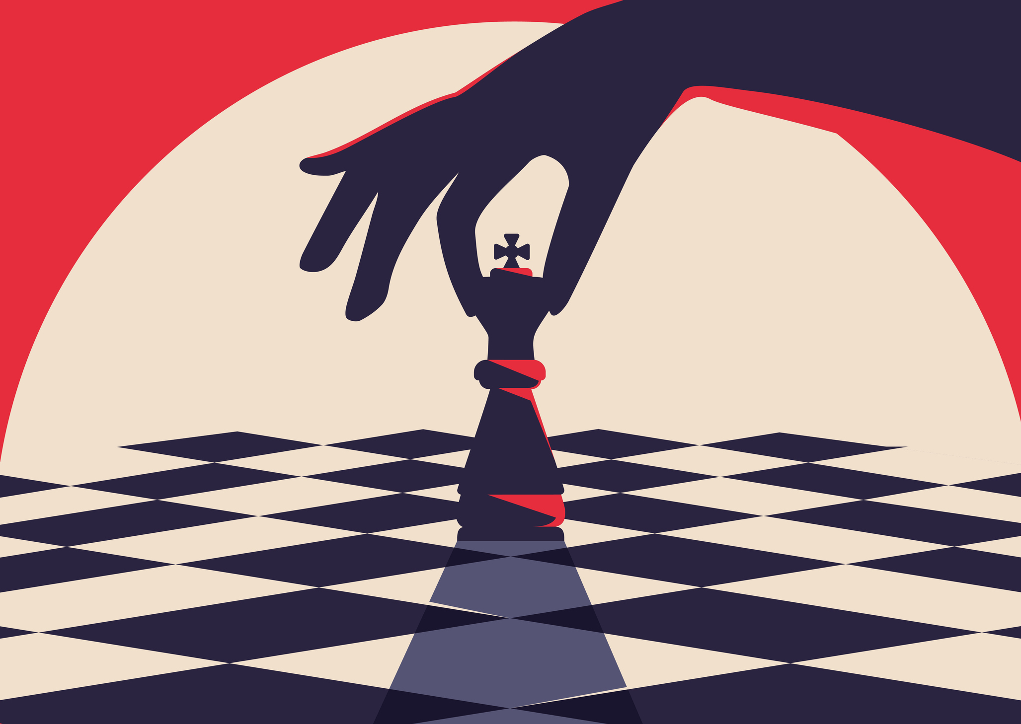 Banner template with hand holding chess piece.