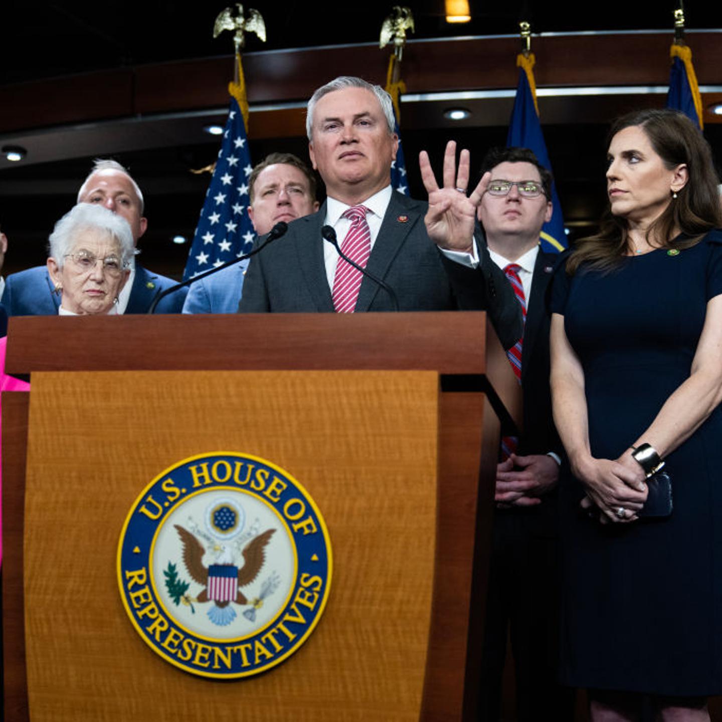 James Comer gives a press conference on the Biden family probe.