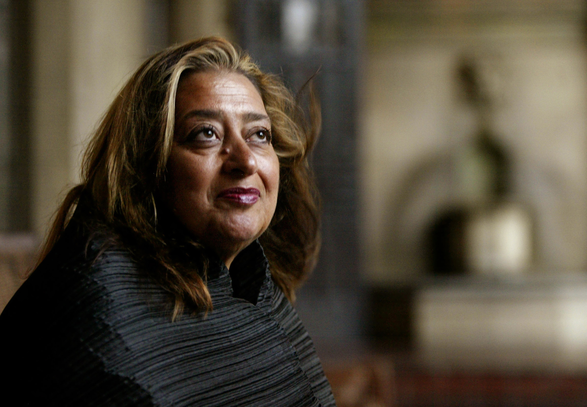 Zaha Hadid poses in West Hollywood, Calif. on March 14, 2004.