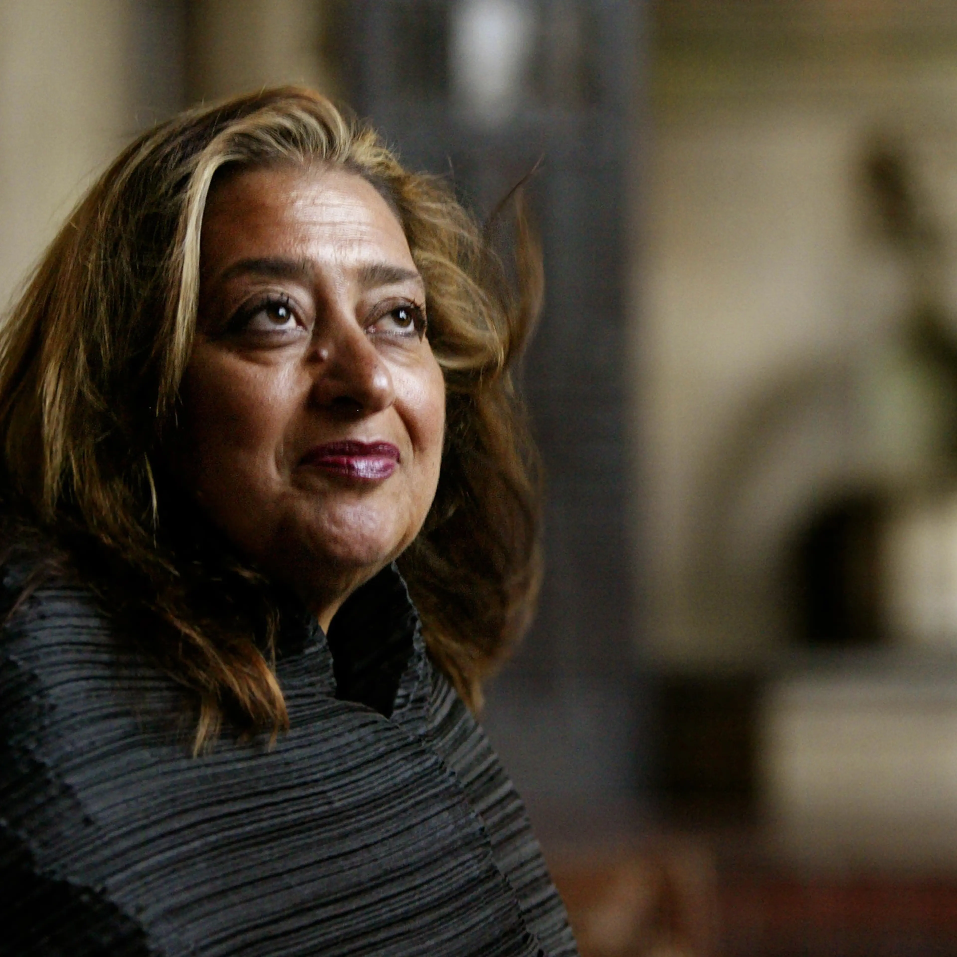 Zaha Hadid poses in West Hollywood, Calif. on March 14, 2004.