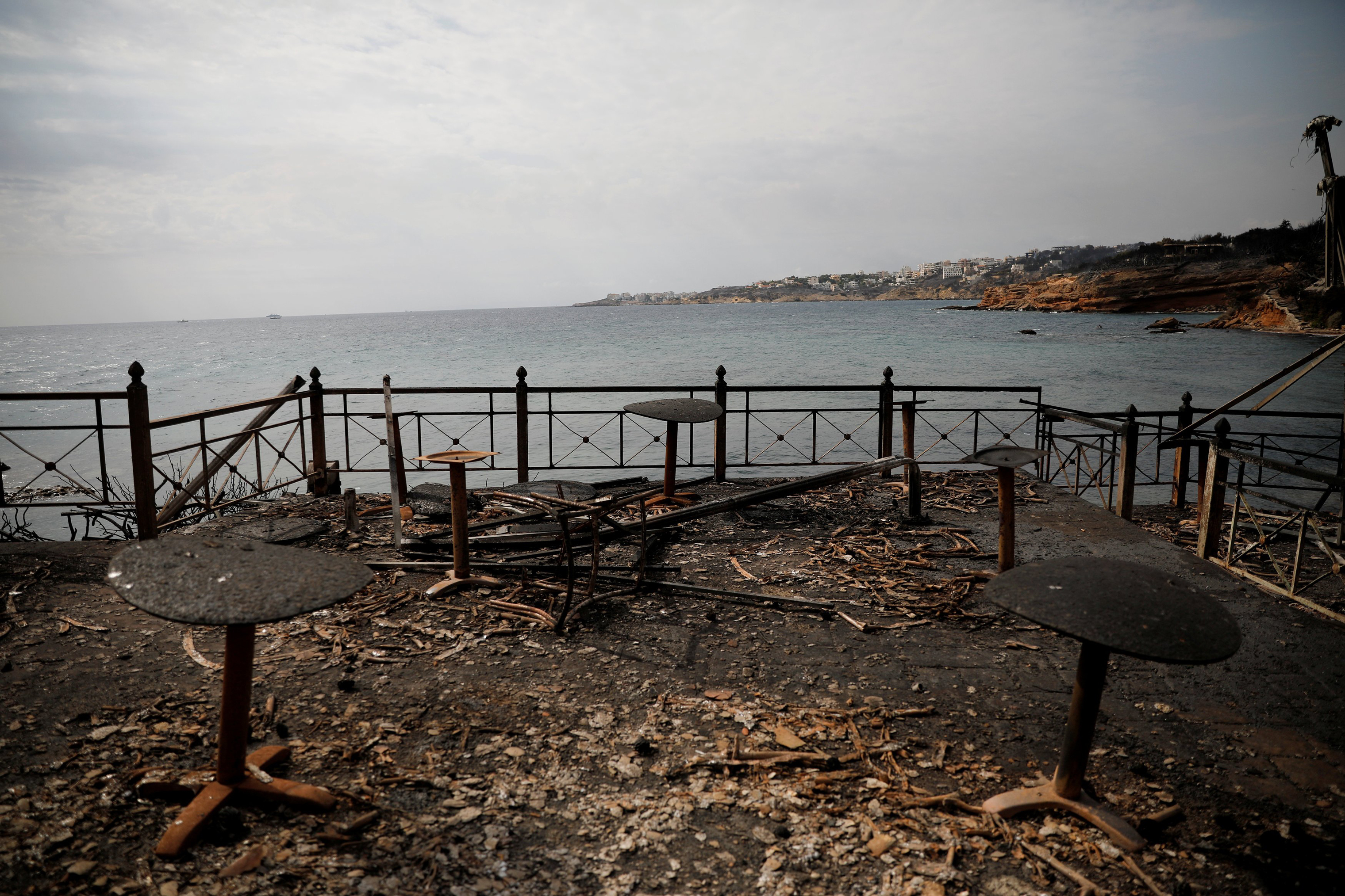 Wildfire at the village of Mati, near Athens