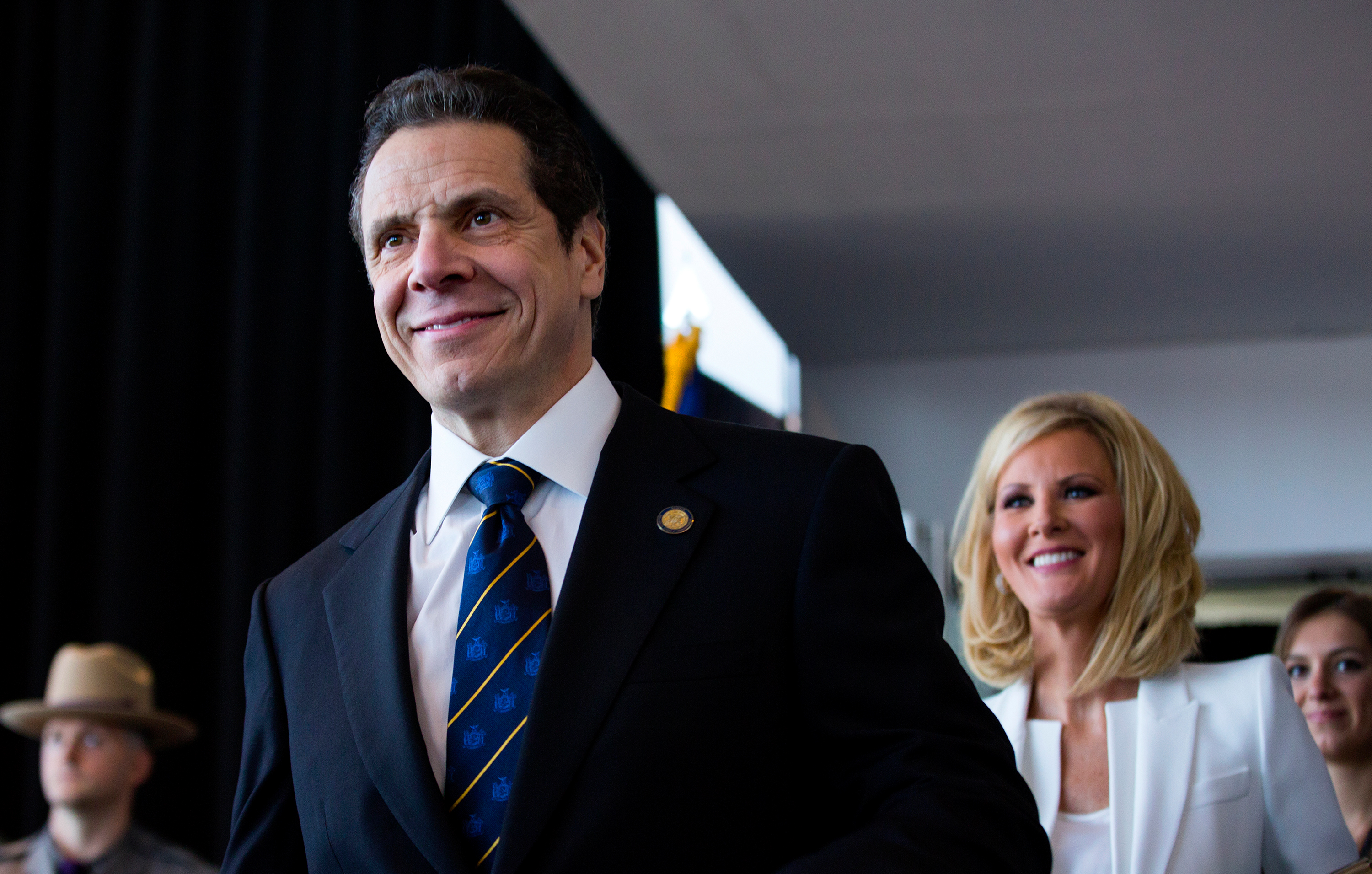 New York Governor Andrew Cuomo arrives for his inaugural ceremony at One World Trade Center in New York on Jan. 1, 2015.