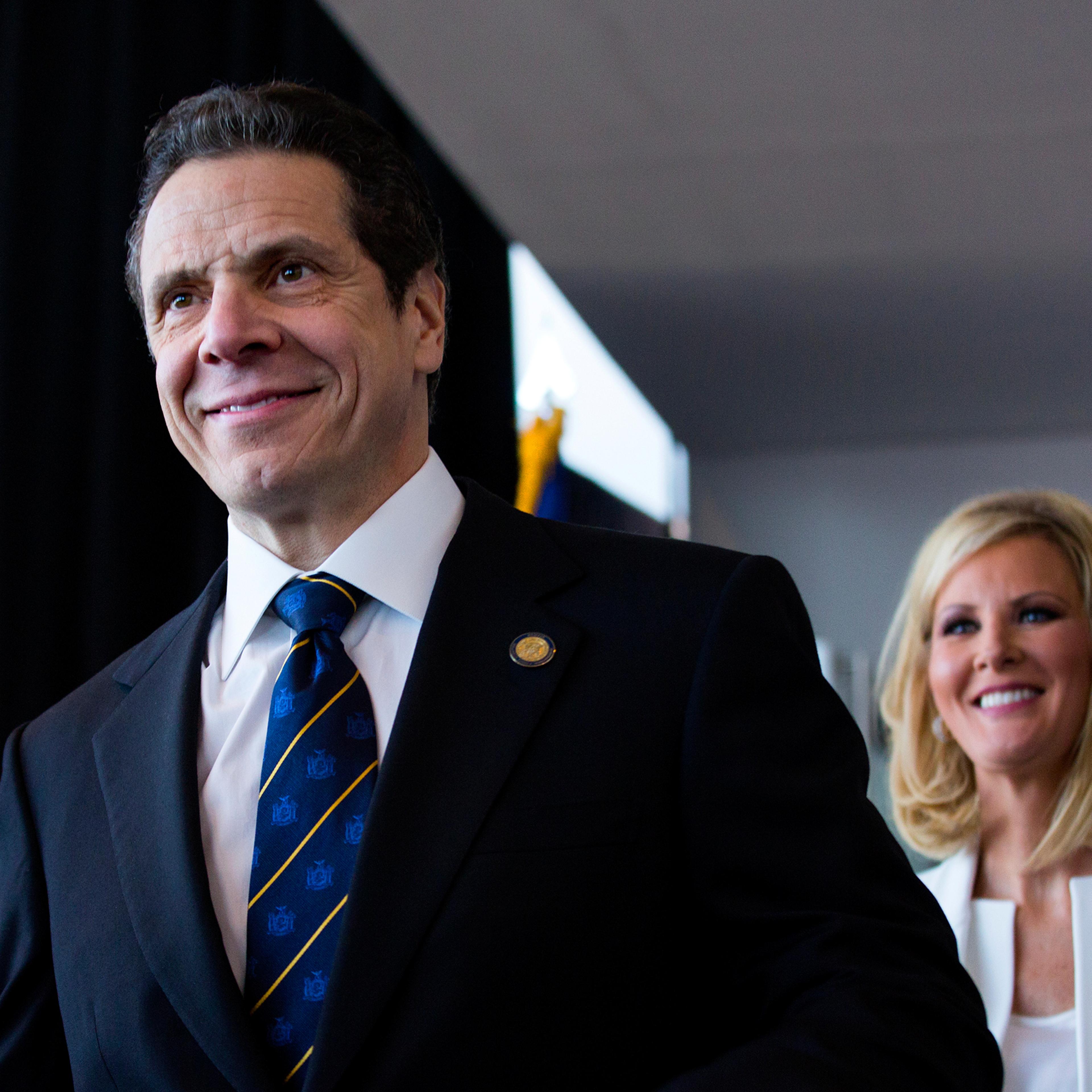 New York Governor Andrew Cuomo arrives for his inaugural ceremony at One World Trade Center in New York on Jan. 1, 2015.