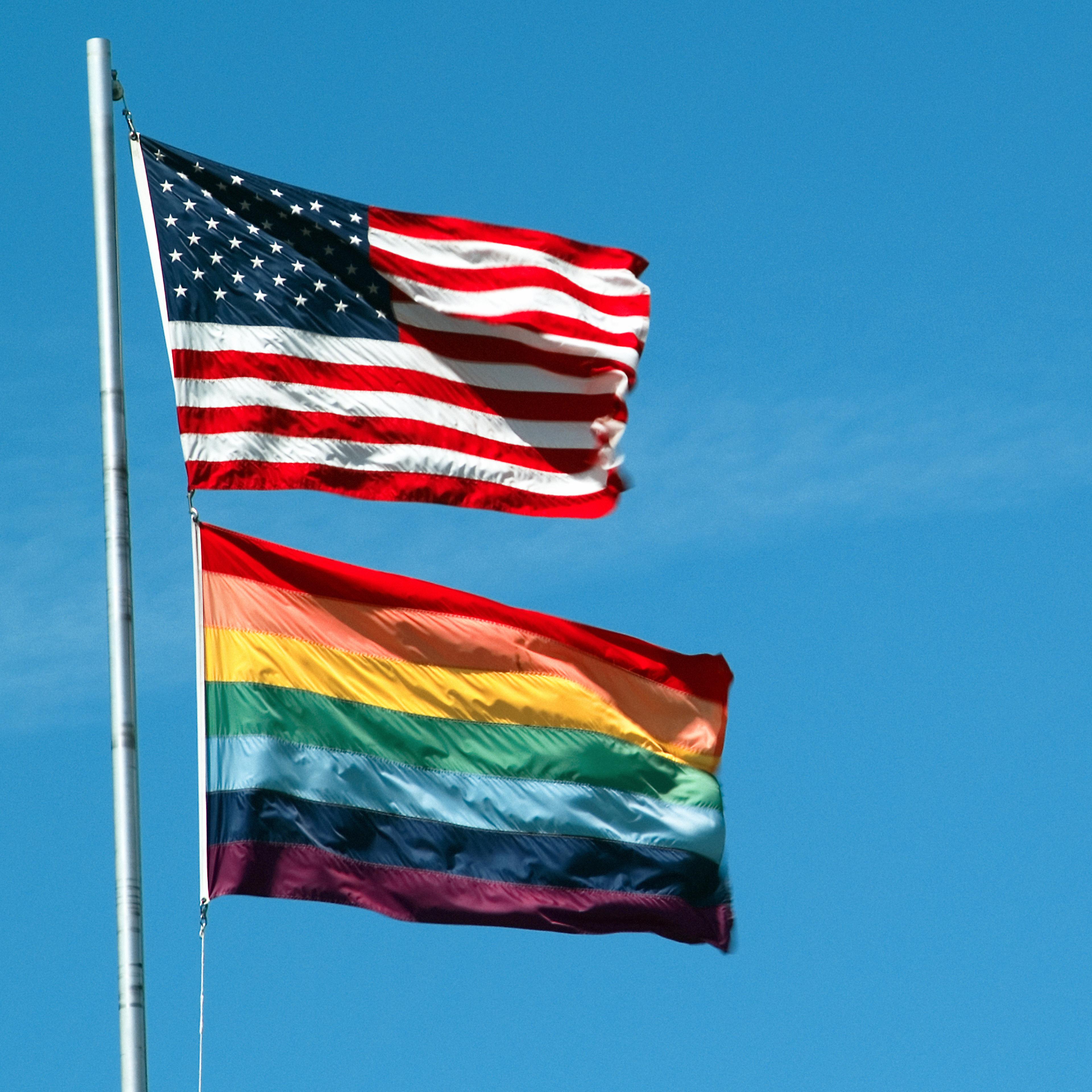 Gay Pride and American flags