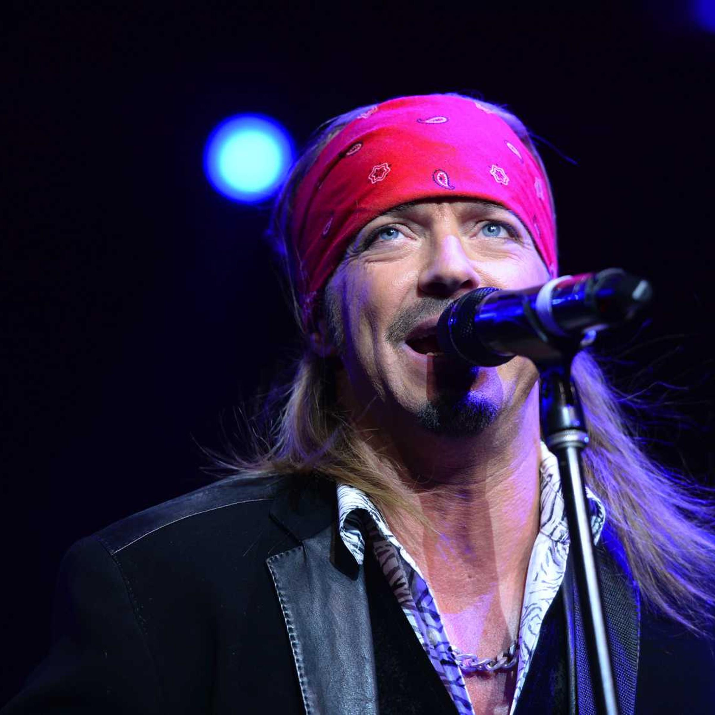 Singer Bret Michaels performs at the "Sing For Your Supper Campaign" Launch at Hard Rock Cafe in New York, NY, on April 15, 2014.