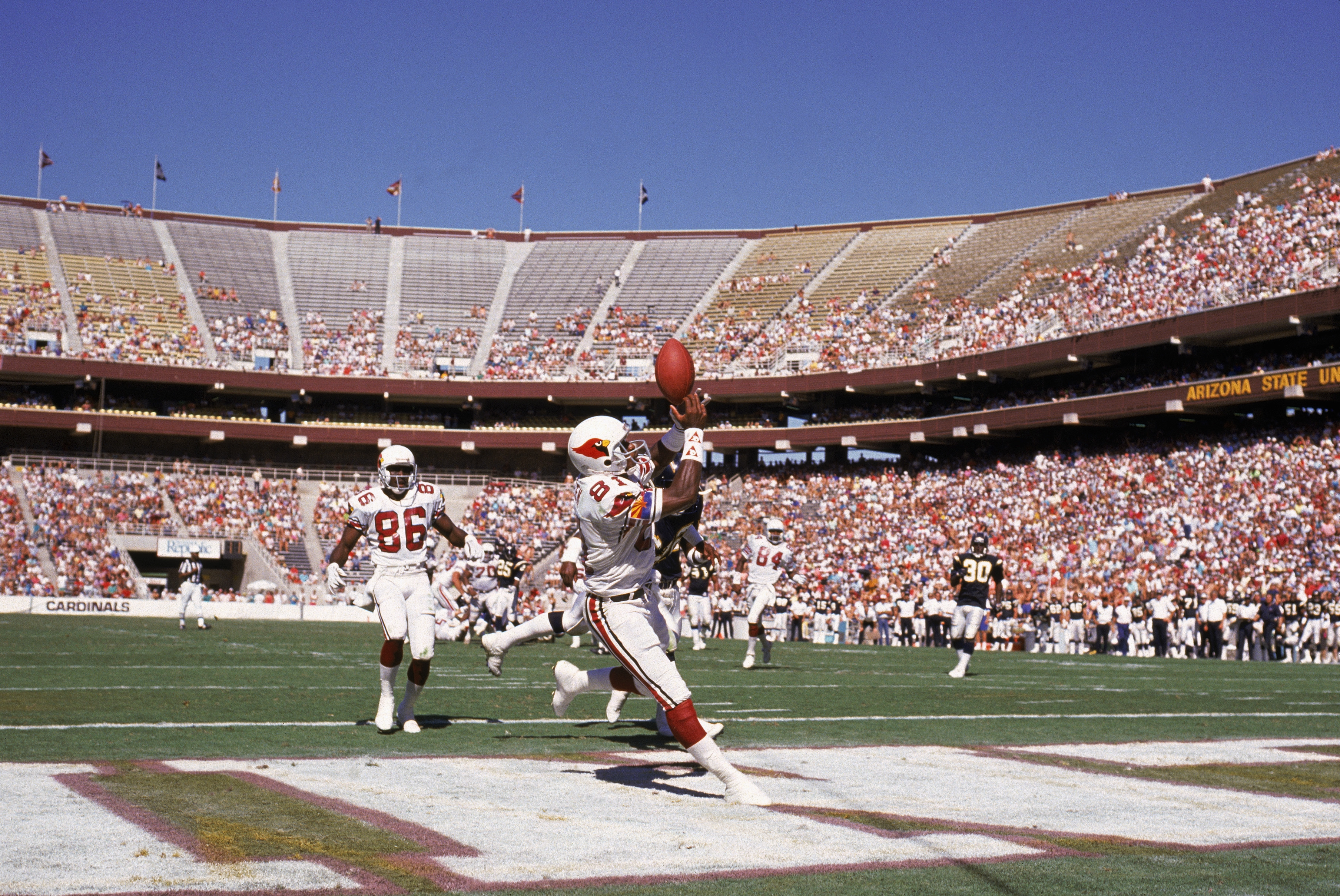 Roy Green catches pass in endzone