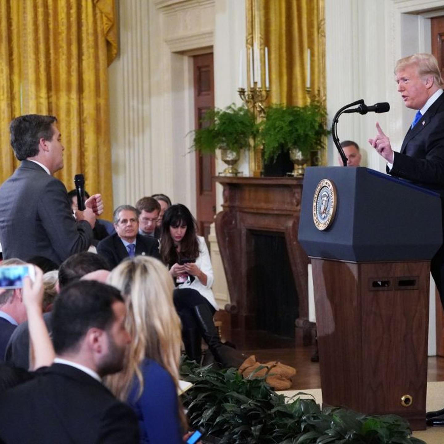 US President Donald Trump gets into a heated exchange with CNN chief White House correspondent Jim Acosta