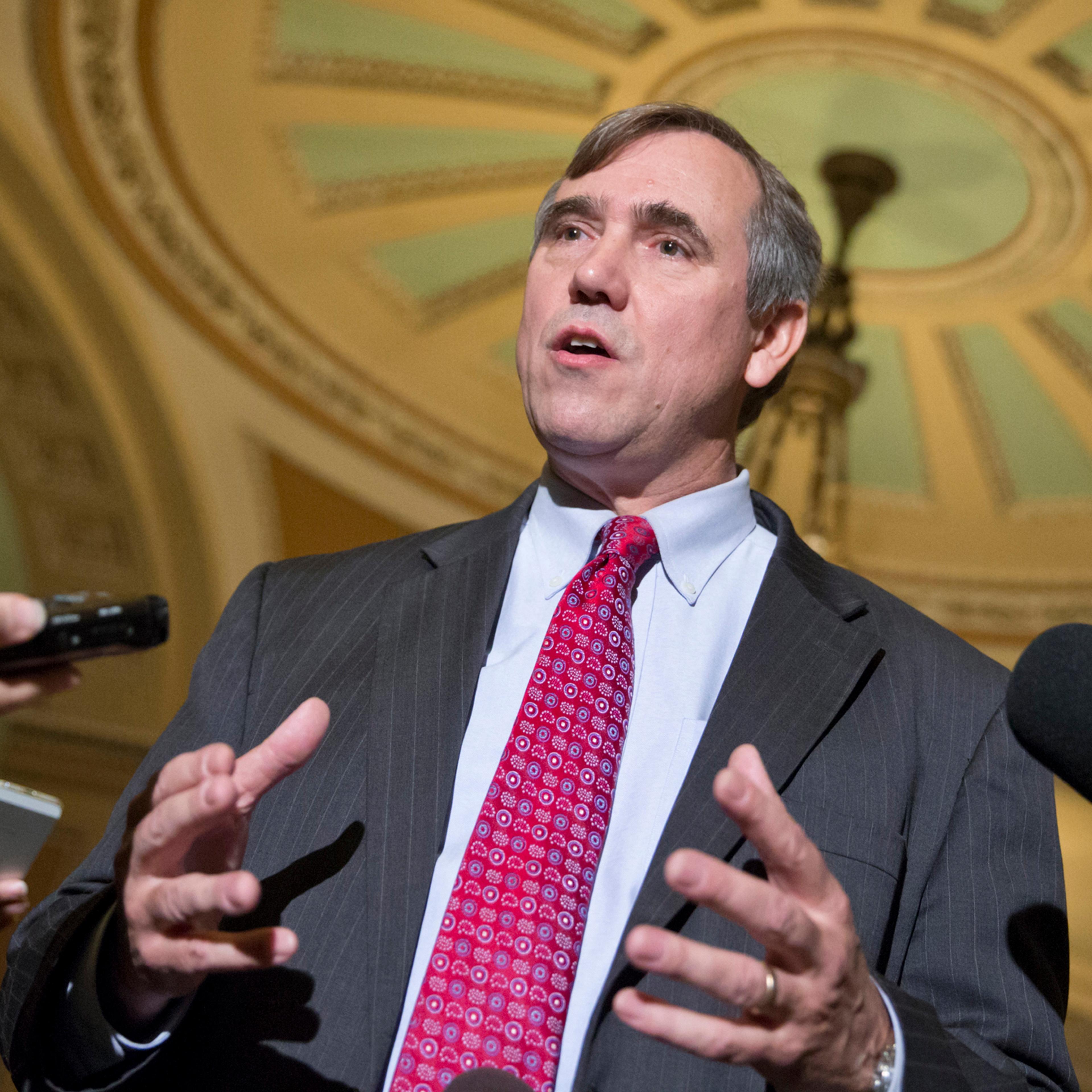 Sen. Jeff Merkley, D-Ore., defends the Senate Democrats vote to weaken filibusters and make it harder for Republicans to block confirmation of the president's nominees for judges and other top posts, on Capitol Hill in Washington on Nov. 21, 2013.