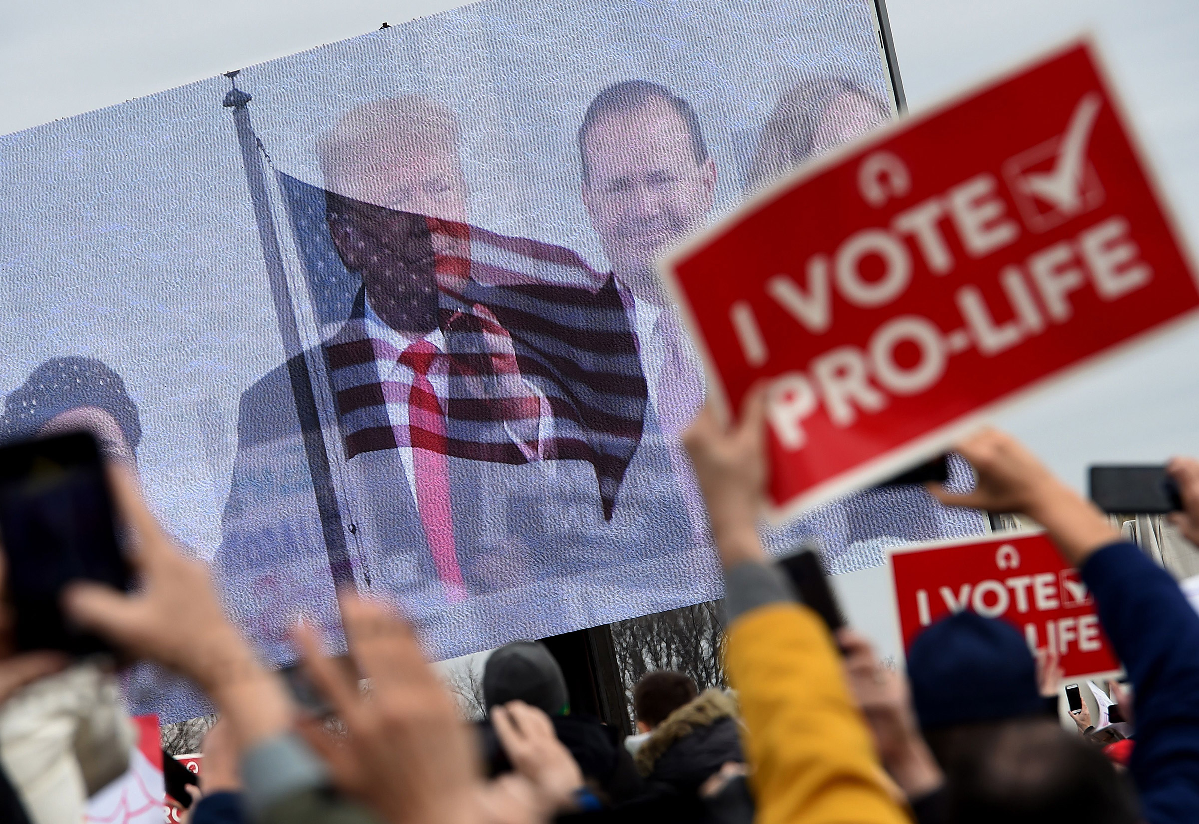 Pro-life demonstrators listen to President Donald Trump at the 47th annual "March for Life" in Washington, D.C., on Jan. 24, 2020.
