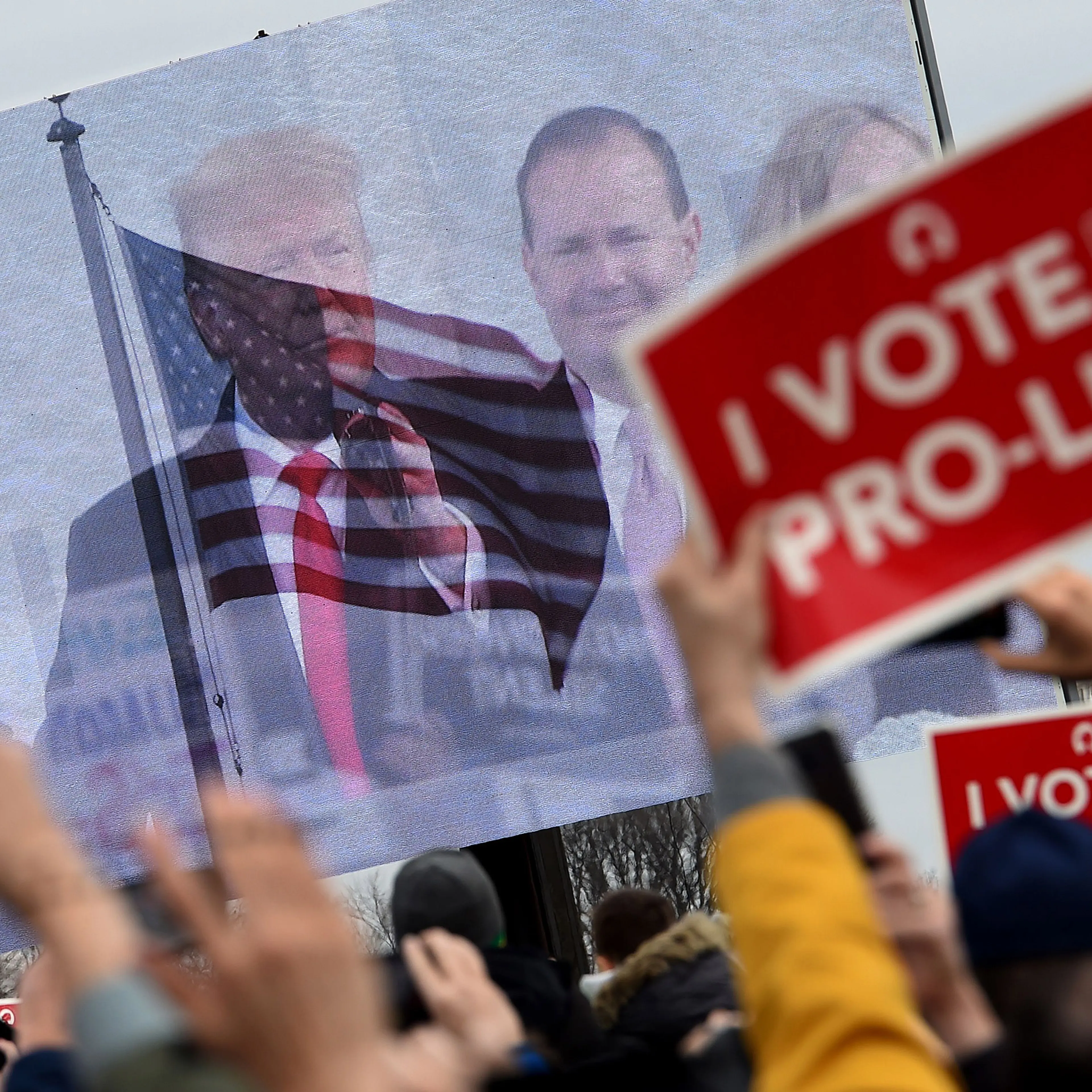 Pro-life demonstrators listen to President Donald Trump at the 47th annual "March for Life" in Washington, D.C., on Jan. 24, 2020.
