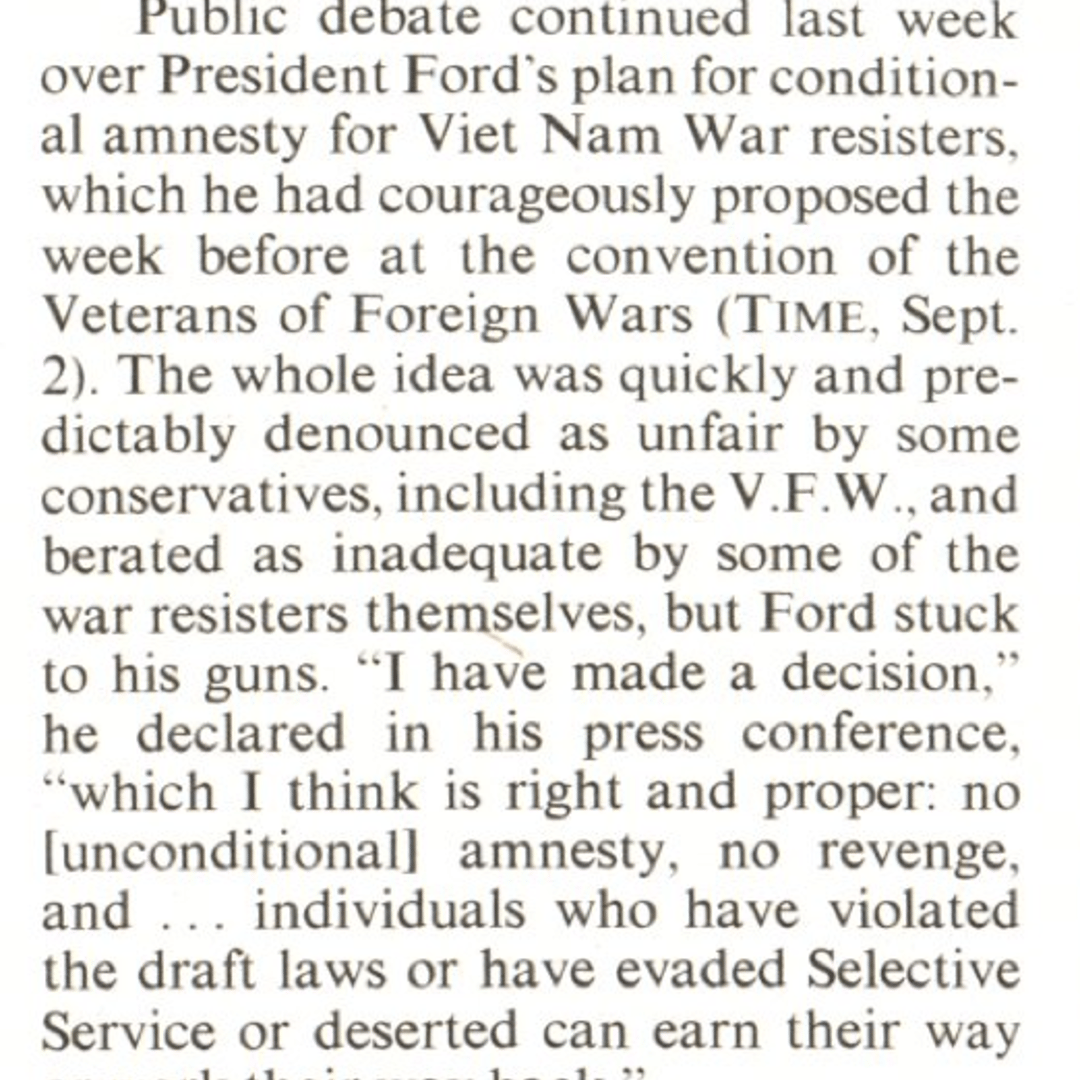 amnesty: Sept. 9, 1974