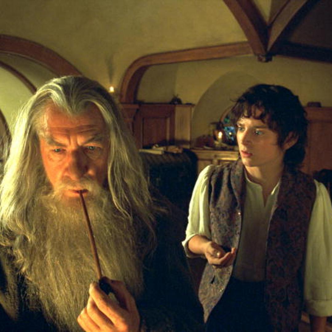 Ian McKellen as Gandalf and Elijah Wood as Frodo in The Lord of the Rings: The Fellowship of the Ring