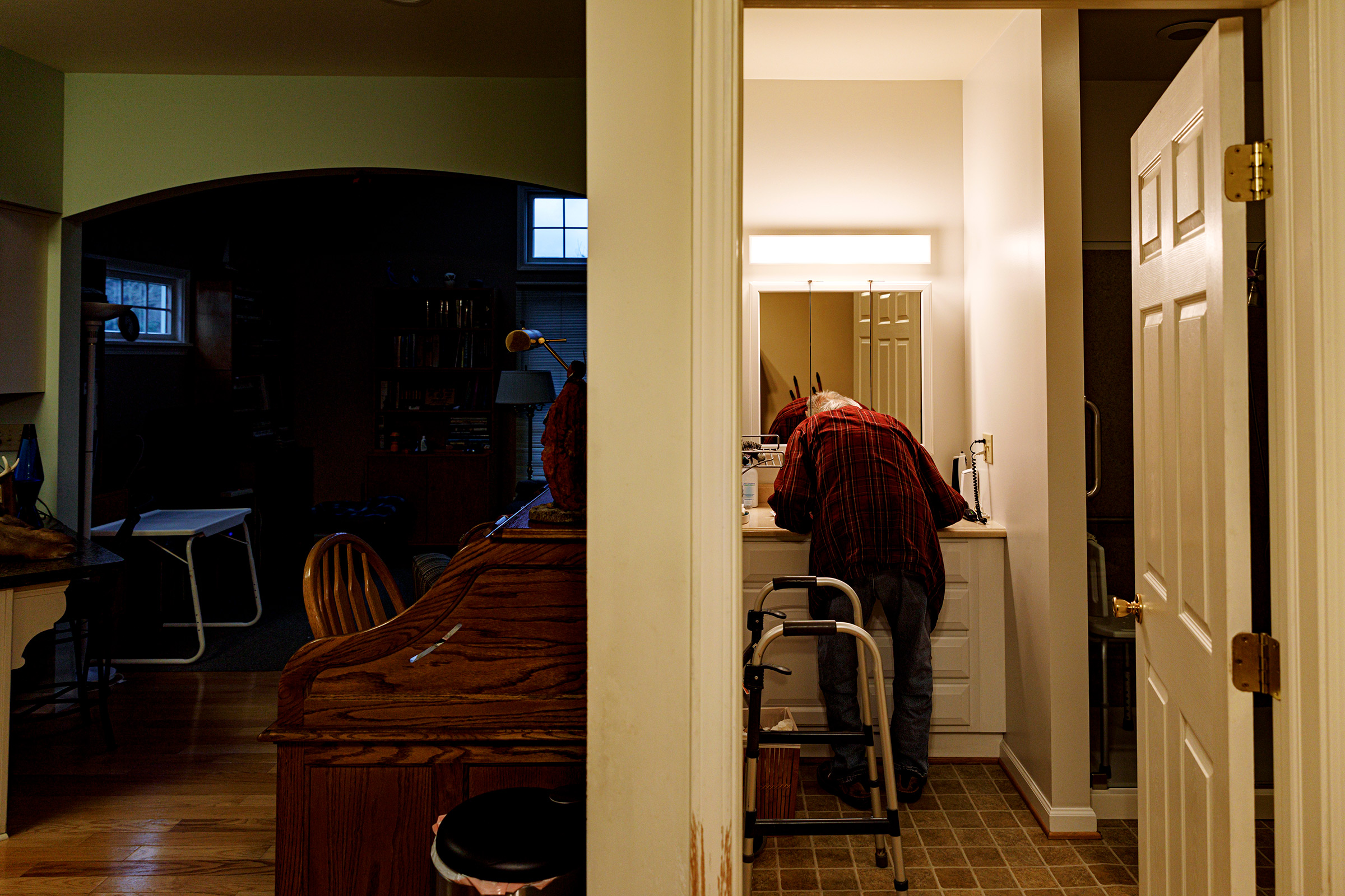 Elderly Senior Adult Man Preparing For Bedtime