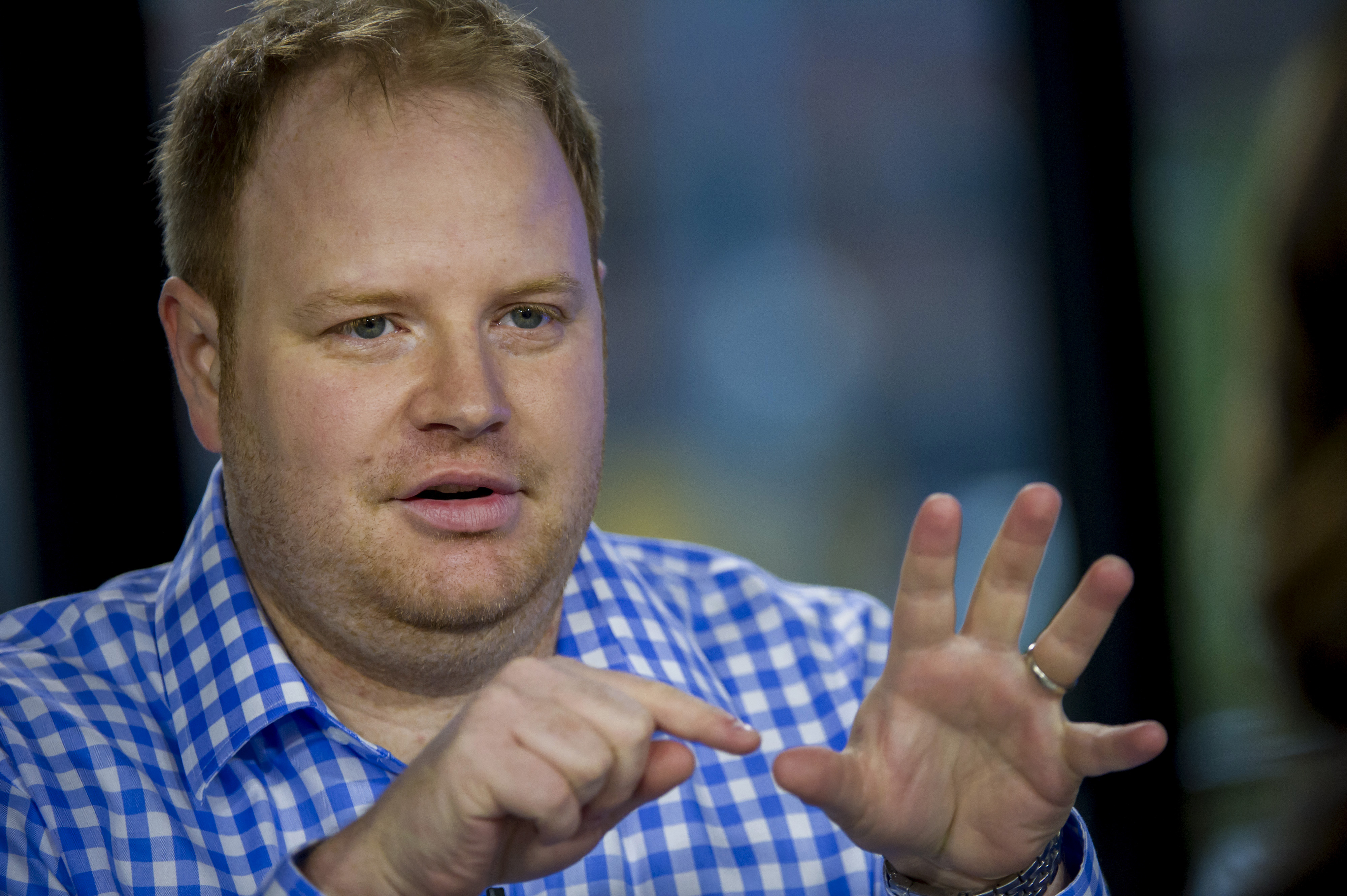 Parker Conrad, co-founder and chief executive officer of Zenefits, speaks during a Bloomberg West television interview in San Francisco, California, U.S., on Wednesday, Dec. 10, 2014.