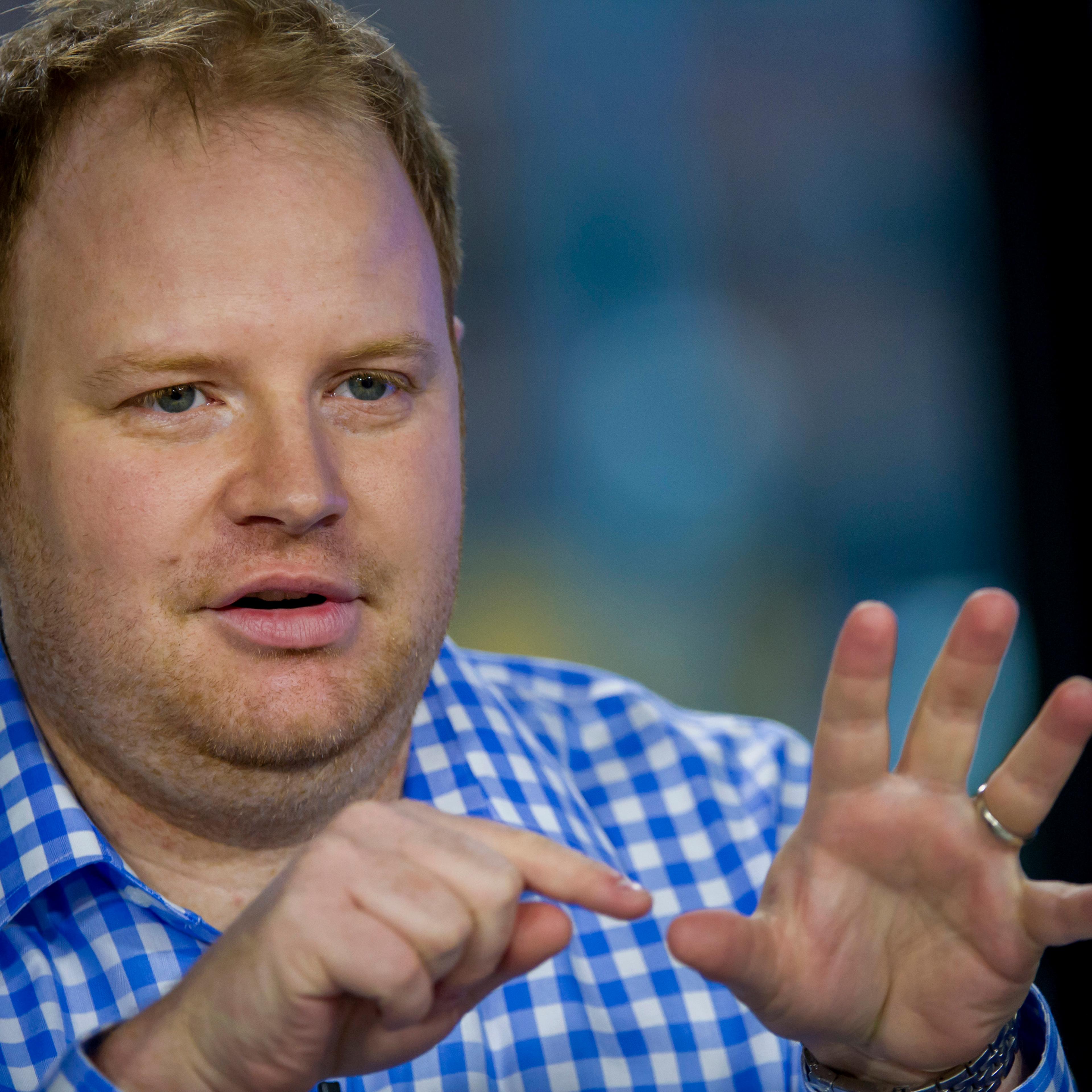 Parker Conrad, co-founder and chief executive officer of Zenefits, speaks during a Bloomberg West television interview in San Francisco, California, U.S., on Wednesday, Dec. 10, 2014.