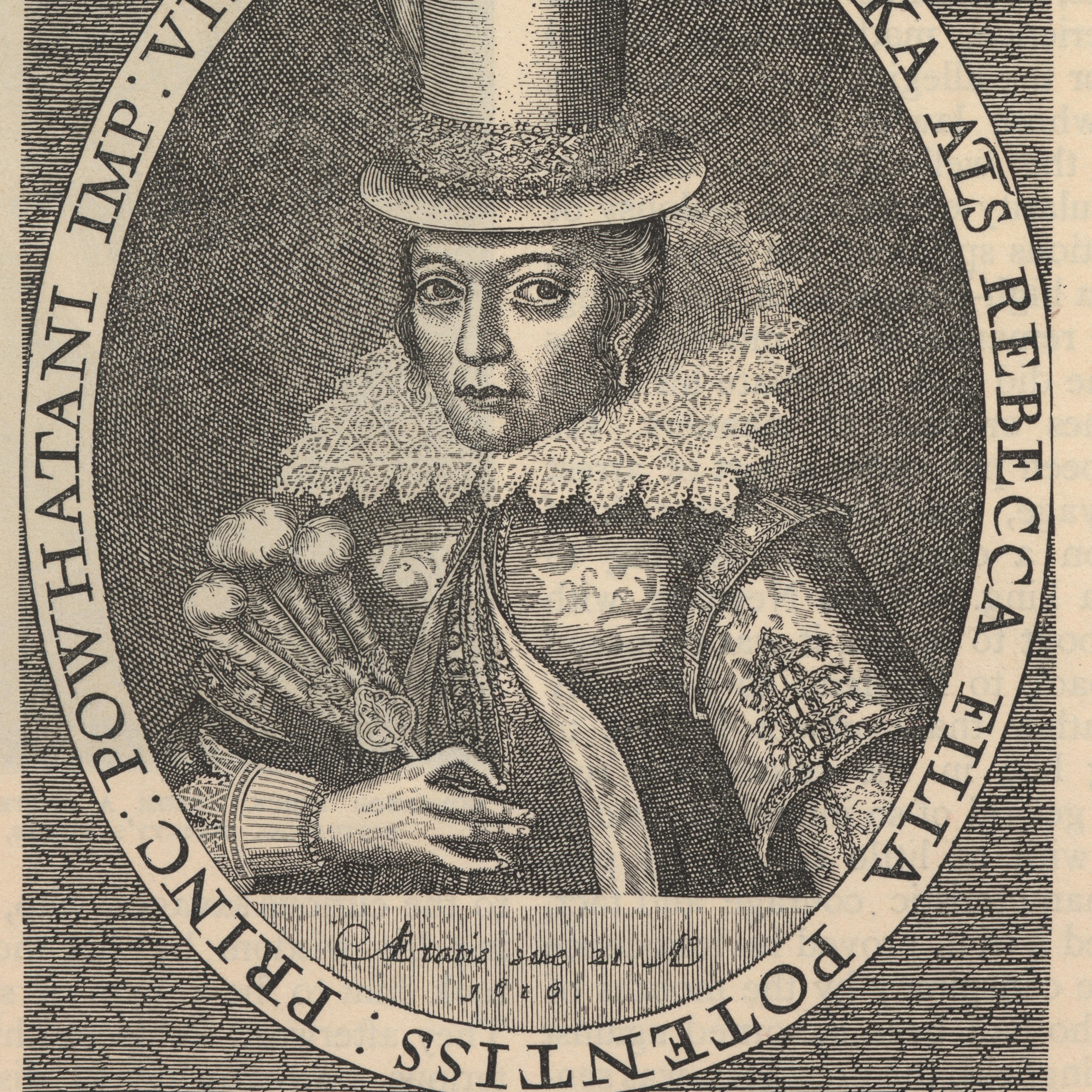 The only surviving record of Pocahontas sitting for a portrait in England in the early 1600s is an engraving by Simon van de Passe, which is part of The National Portrait Gallery's collection.