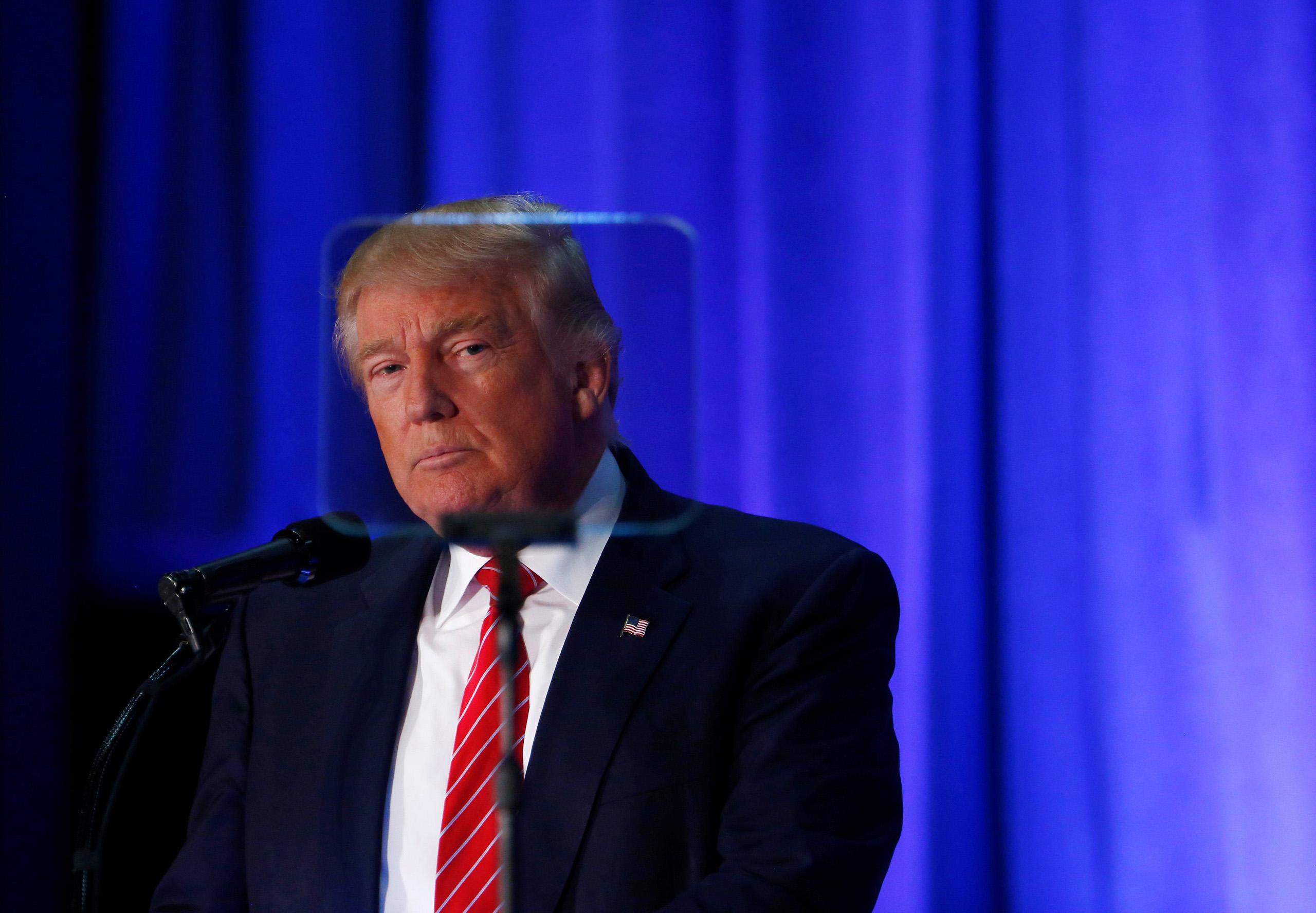 Republican presidential nominee Donald Trump speaks at Youngstown State University in Youngstown, Ohio Aug. 15, 2016.
