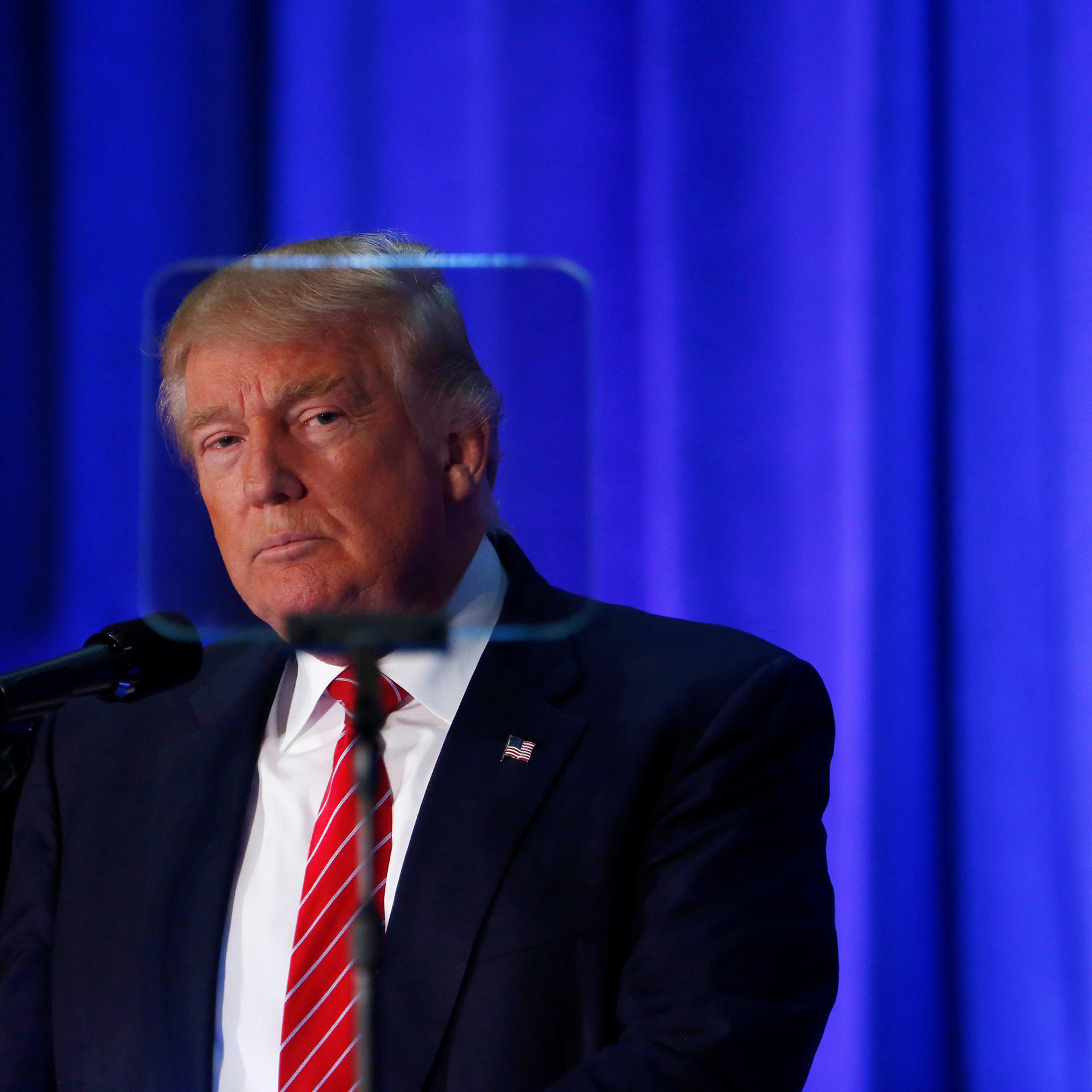 Republican presidential nominee Donald Trump speaks at Youngstown State University in Youngstown, Ohio Aug. 15, 2016.