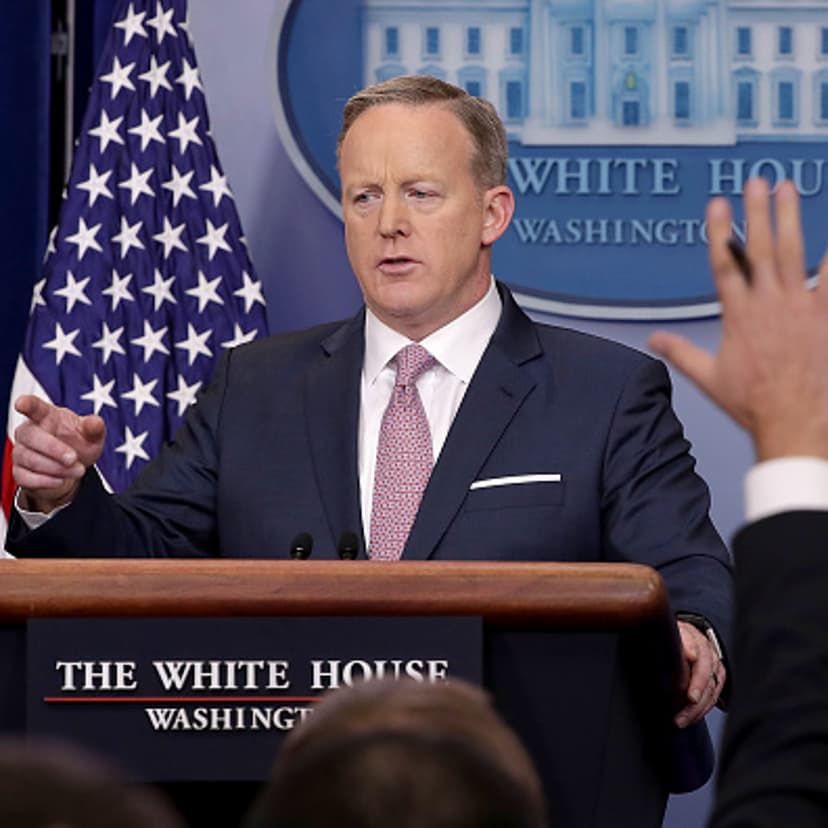 WASHINGTON, DC - JANUARY 23: White House Press Secretary Sean Spicer holds the daily press briefing in the James Brady Press Briefing Room at the White House January 23, 2017 in Washington, DC. Other than delivering a statement on Saturday critical of re