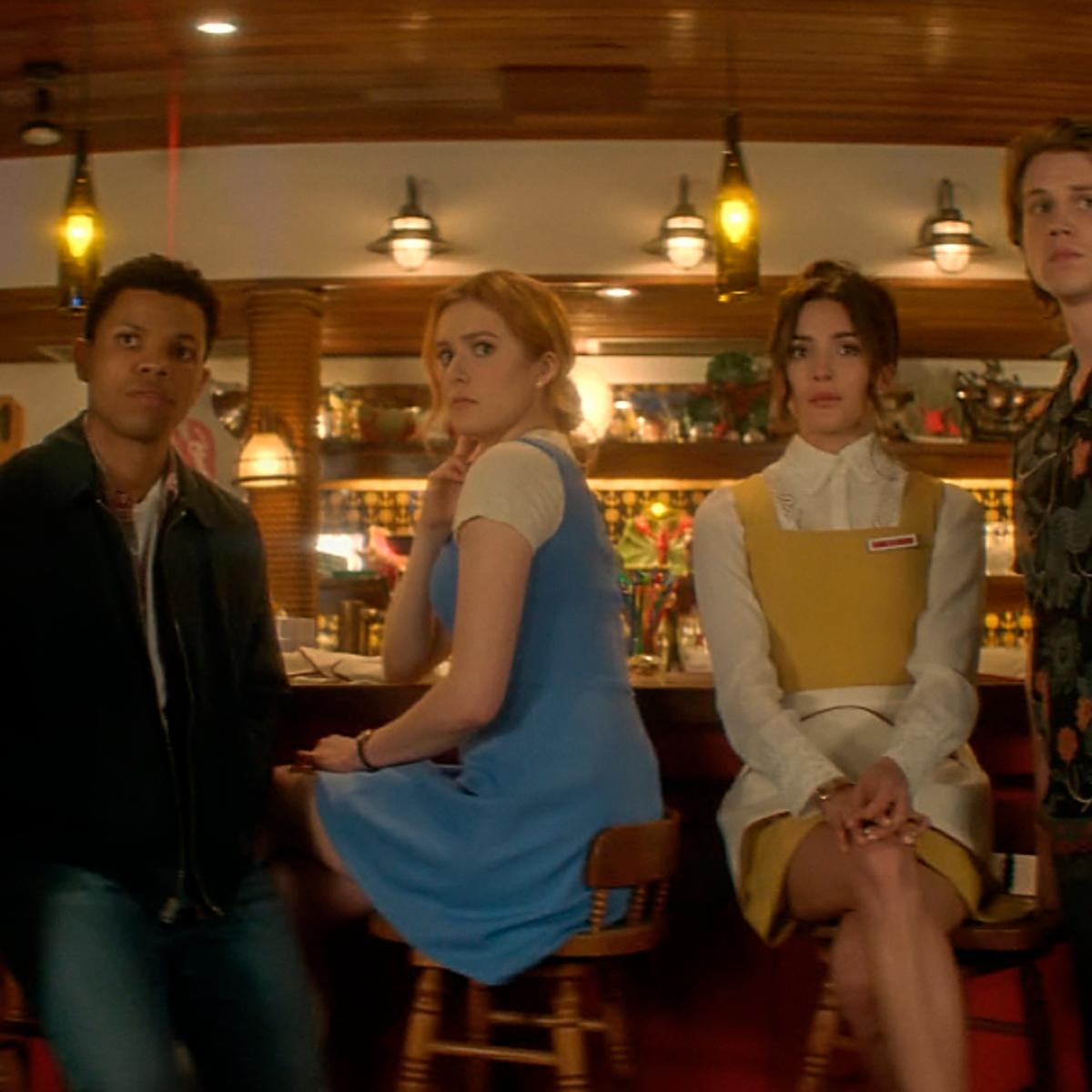 Nancy Drew -- "Pilot" -- Image Number: NCD101g_0004b.jpg -- Pictured (L-R): Leah Lewis as George, Tunji Kasim as Nick, Kennedy McMann as Nancy, Maddison Jaizani as Bess and Alex Saxon as Ace -- Photo: The CW -- © 2019 The CW Network, LLC. All Rights Rese