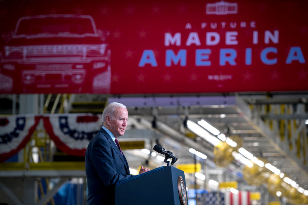 President Biden Visits GM ZERO Factory In Detroit