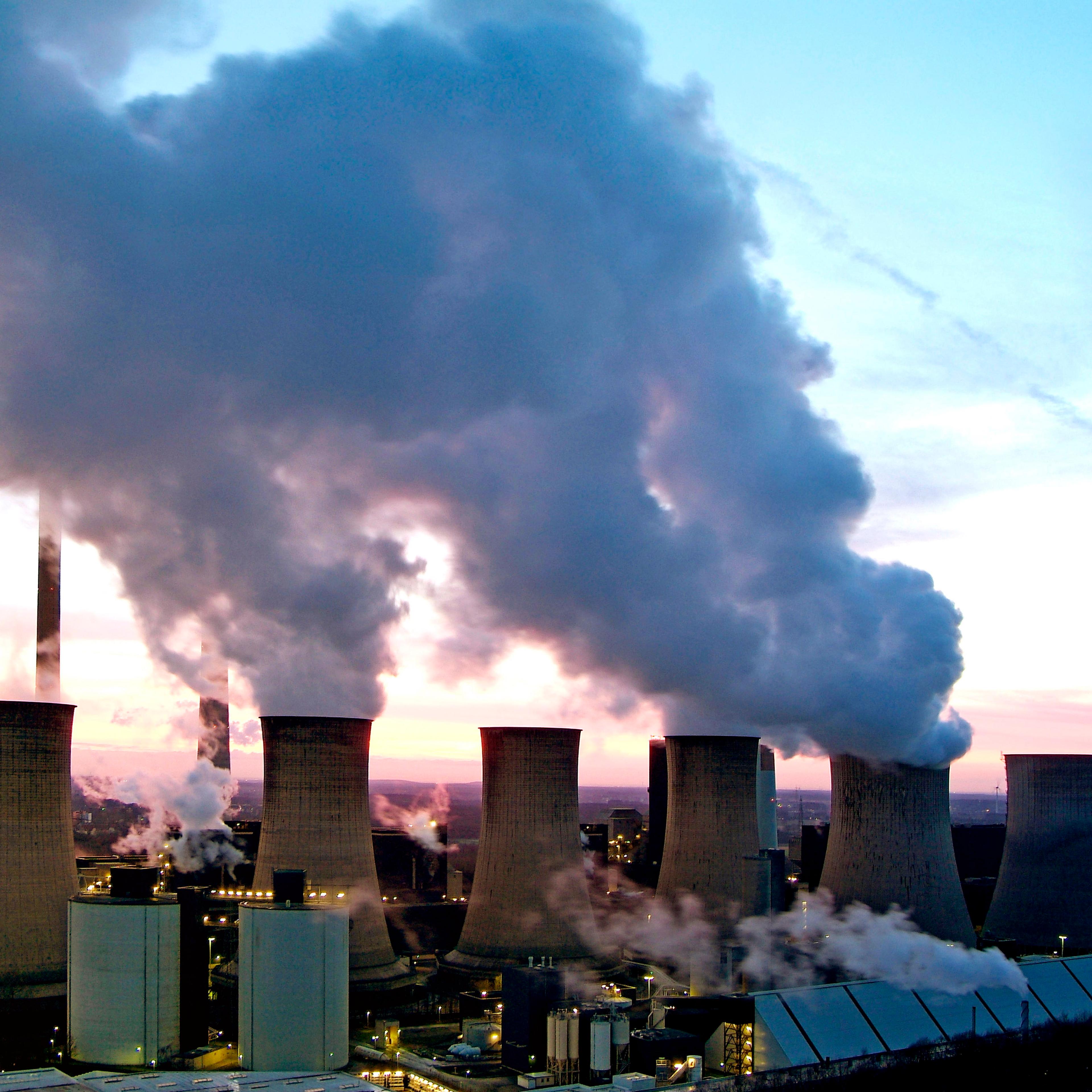 coal power plant at dusk