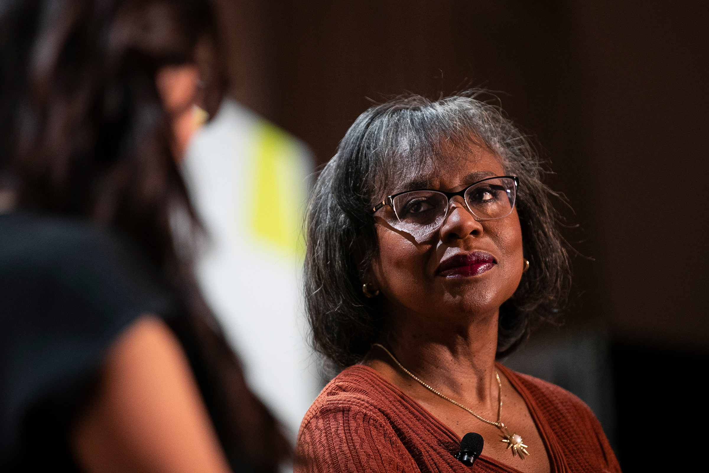 Anita Hill speaks during the New Rules Summit in Brooklyn, N.Y., on June 13, 2019.