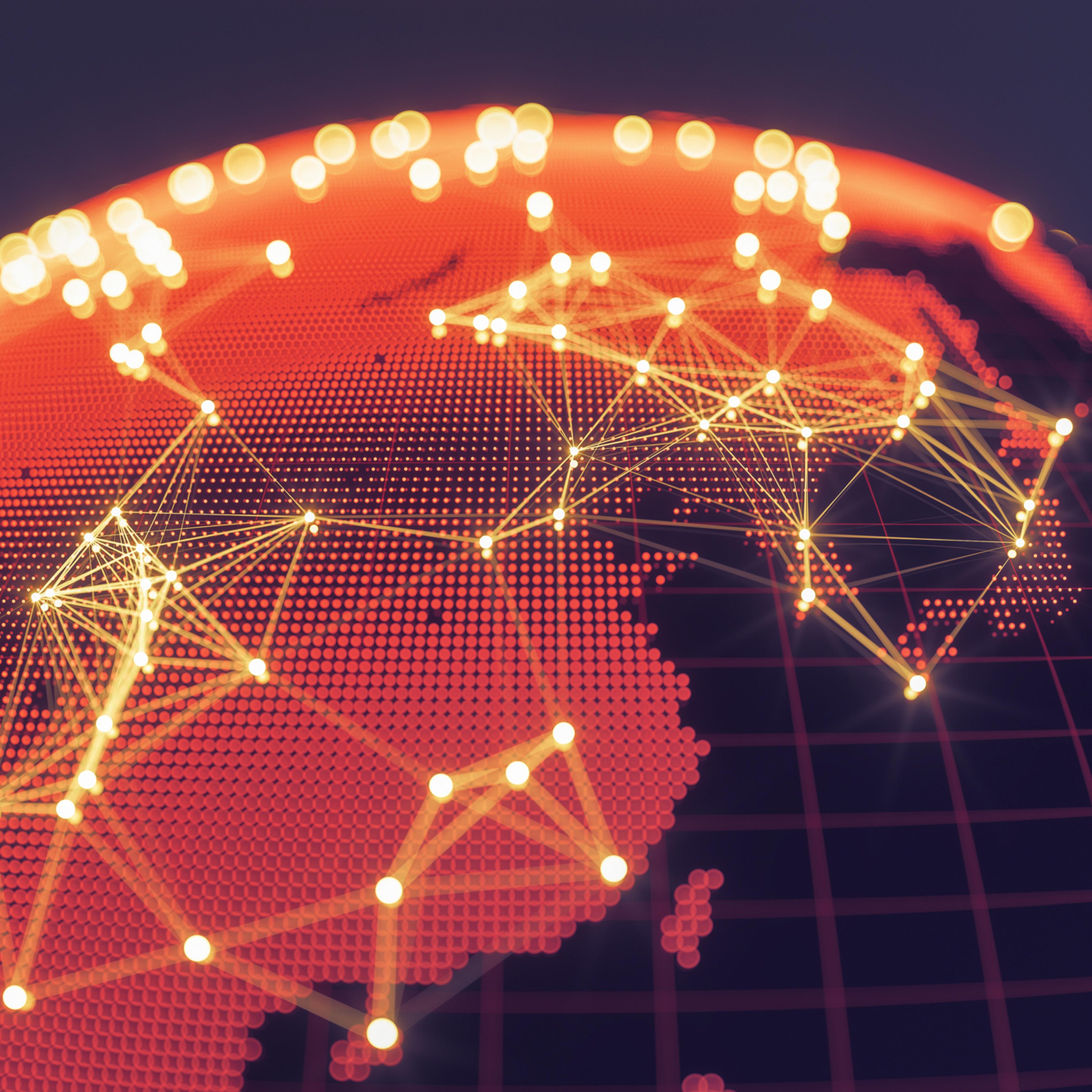 Abstract Globe With Glowing Networks - East Asia
