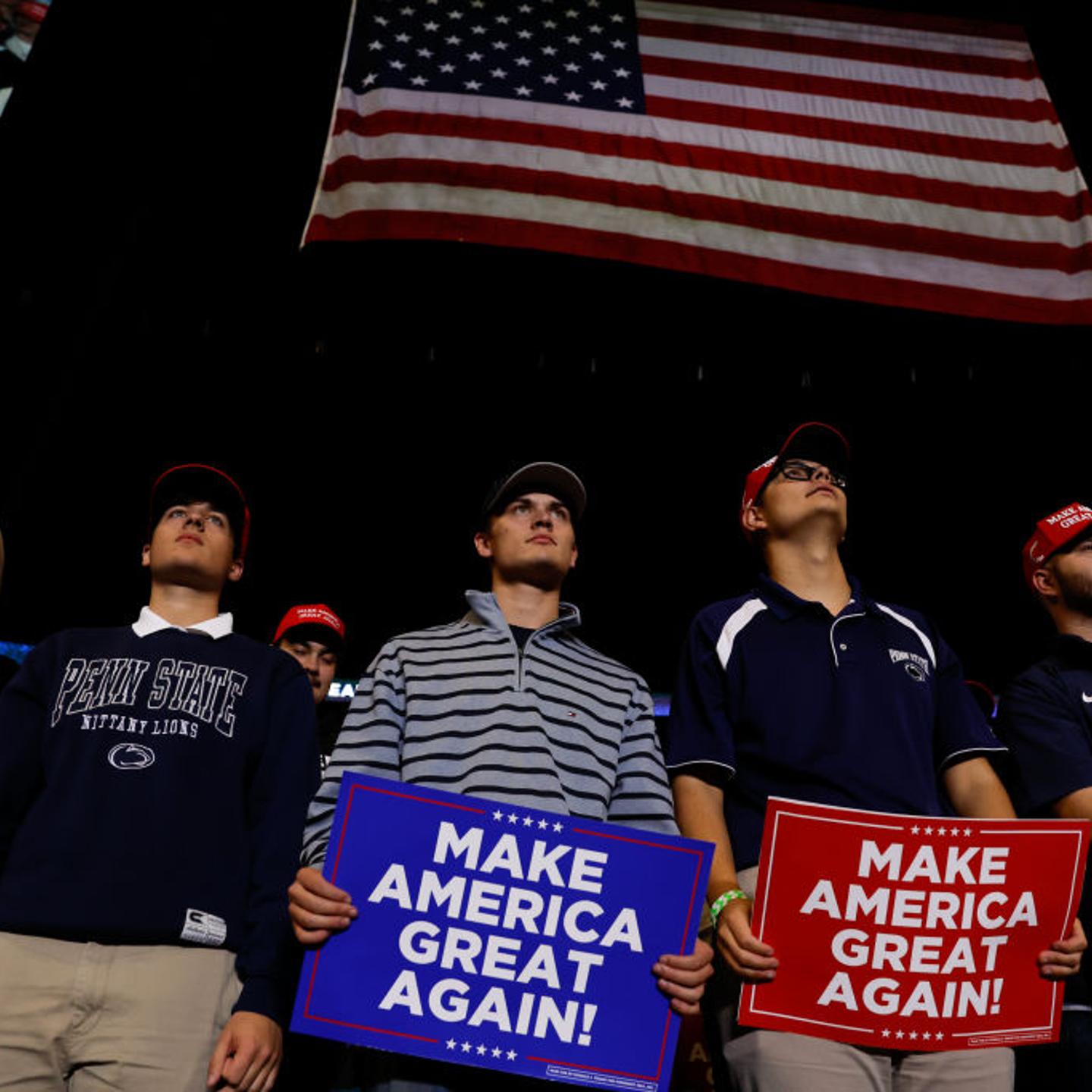Republican President Nominee Donald Trump Campaigns In Battleground States Of Michigan And Pennsylvania
