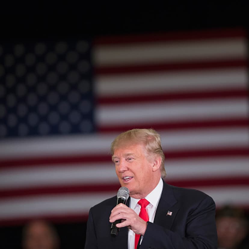 Republican presidential candidate Donald Trump speaks to guests during a campaign rally at the Radisson Paper Valley Hotel on March 30, 2016 in Appleton, Wisconsin.