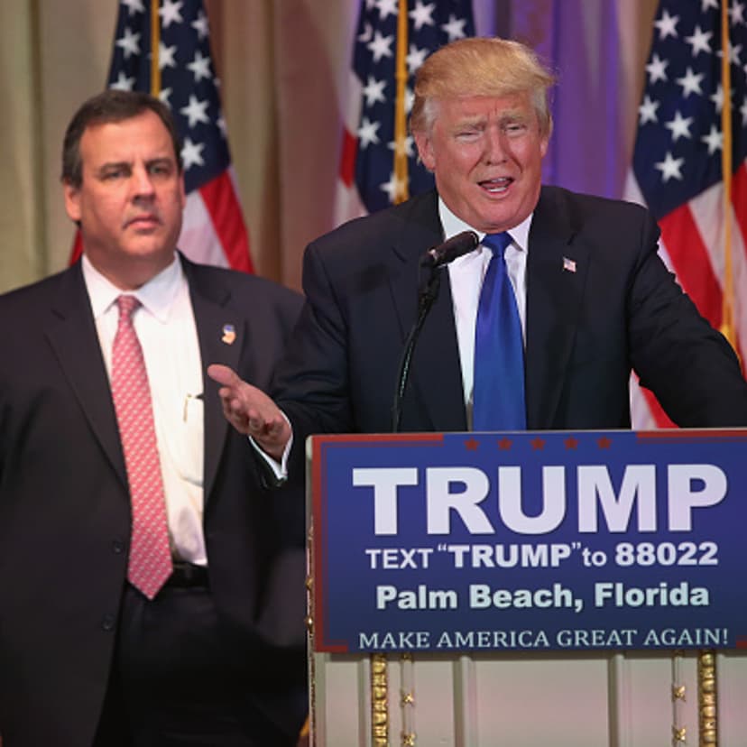 Republican Presidential frontrunner Donald Trump speaks to the media at his Mar-A-Lago Club on Super Tuesday, March 1, 2016 in Palm Beach, Florida.