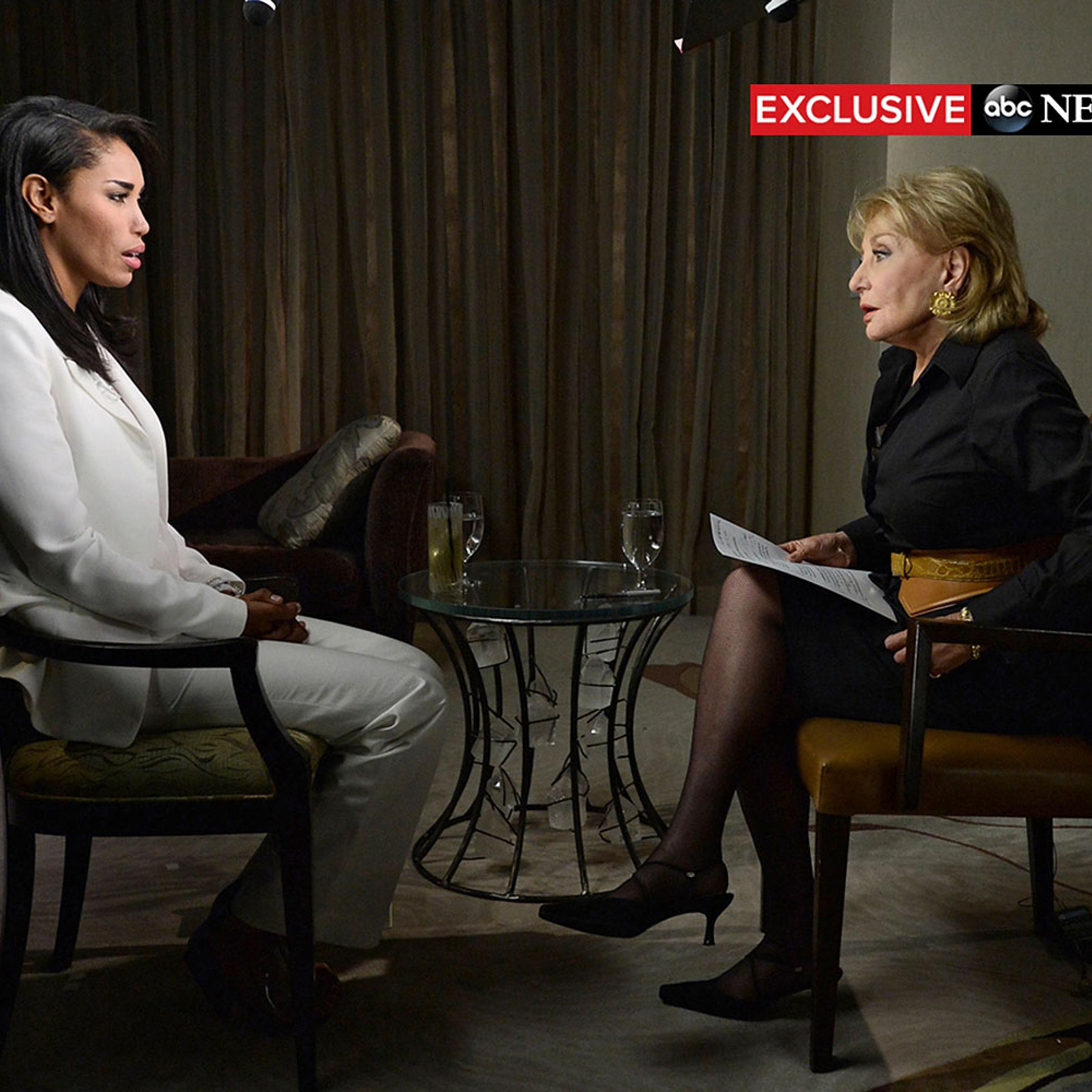 ABC handout of Barbara Walters interviewing V. Stiviano in Los Angeles
