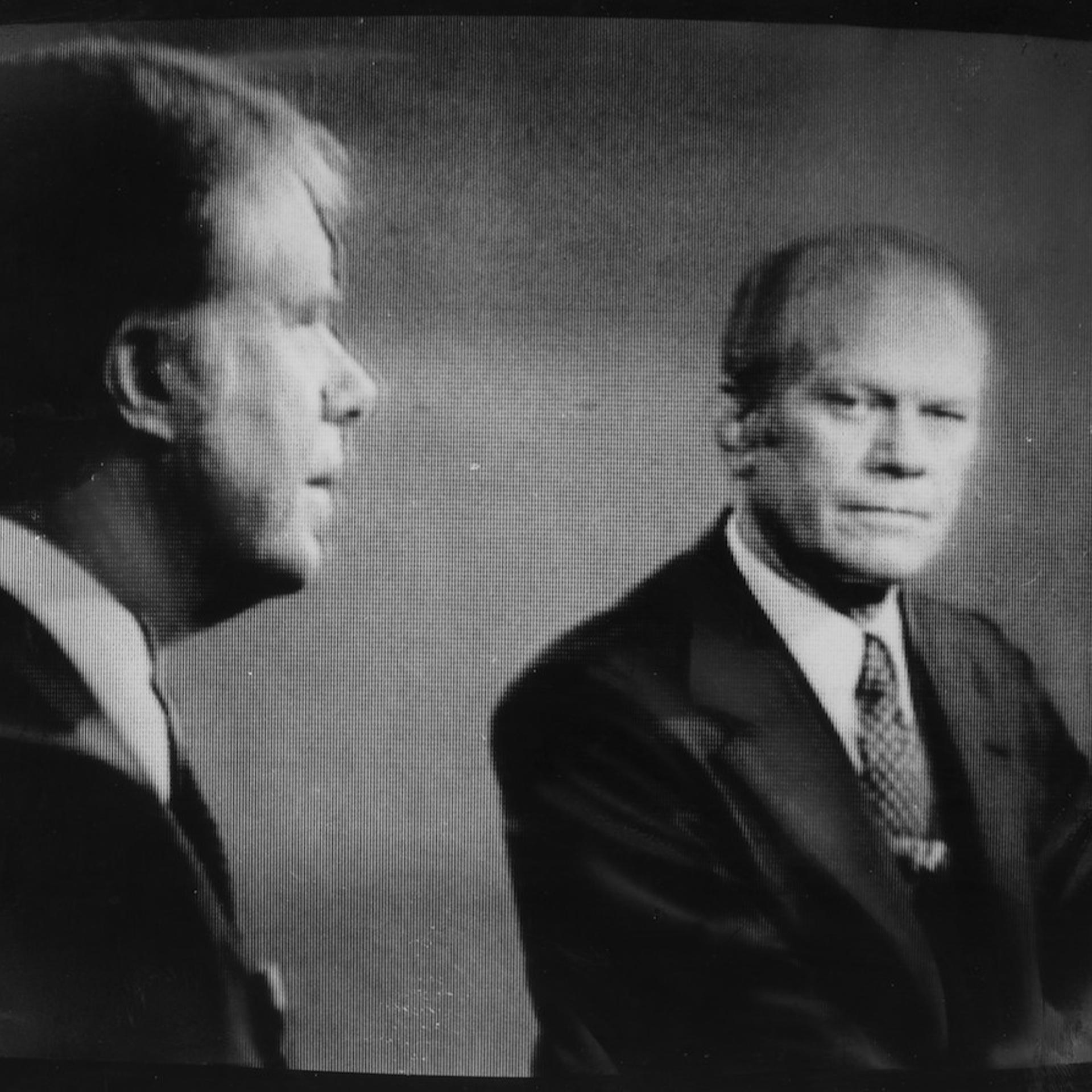 Jimmy Carter (l.) and Gerald Ford during debate.