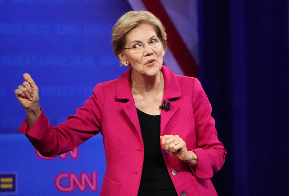 Democratic presidential candidate, Sen. Elizabeth Warren speaks at the Human Rights Campaign Foundation and CNN presidential town hall focused on LGBTQ issues in Los Angeles, Calif., on October 10, 2019.