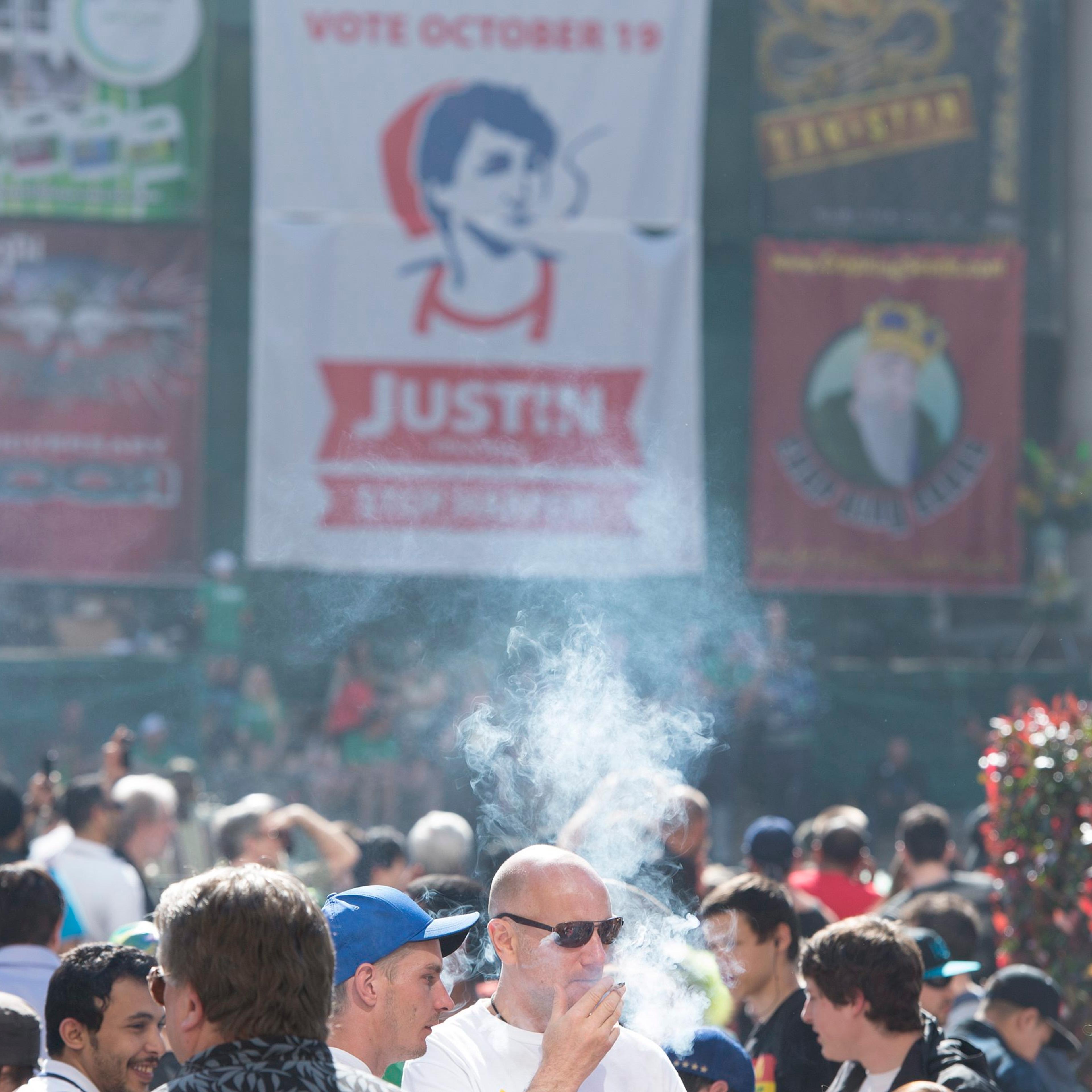 Thousands attend a 4-20 event in downtown Vancouver, B.C., on April 20, 2015
