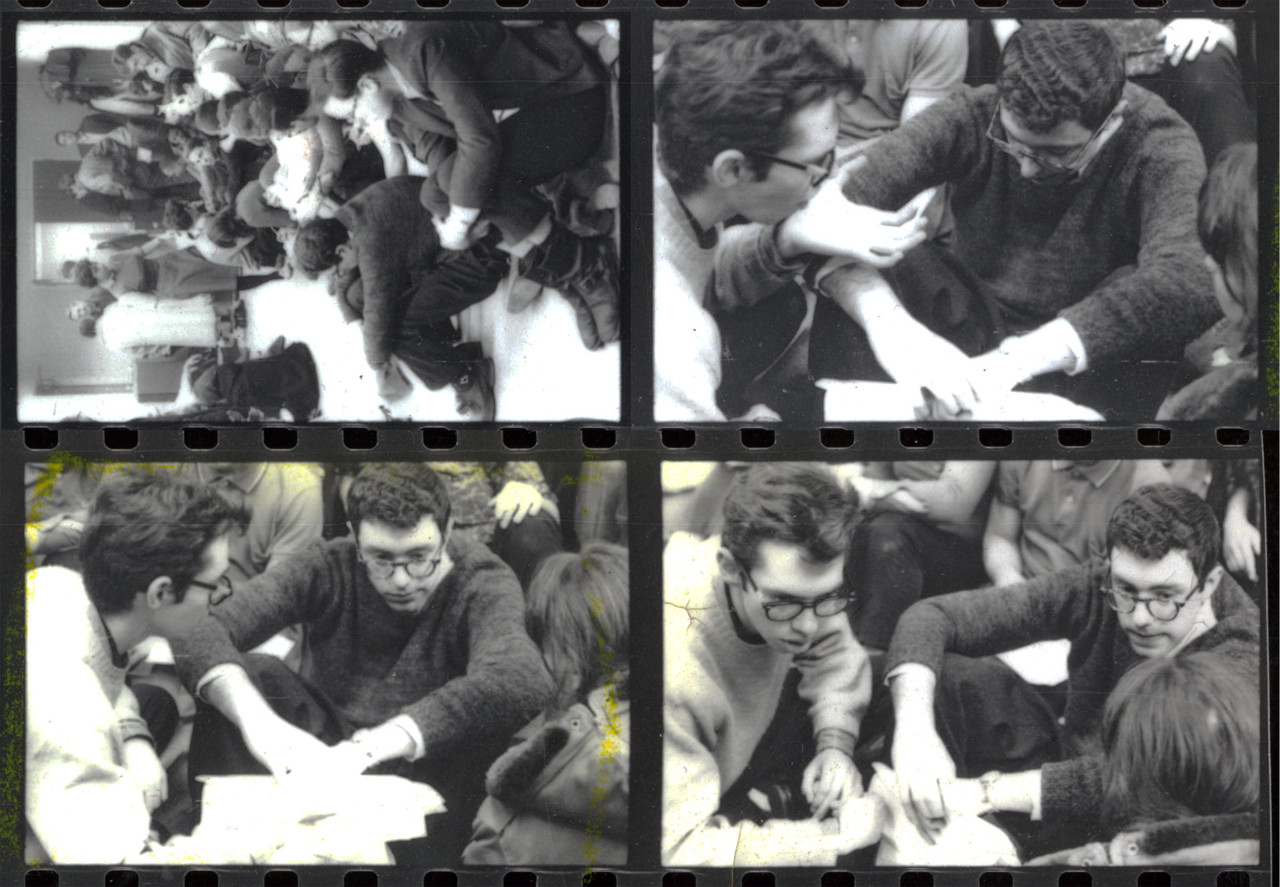 Students organizing a sit-in against segregated housing at the University of Chicago in 1962.