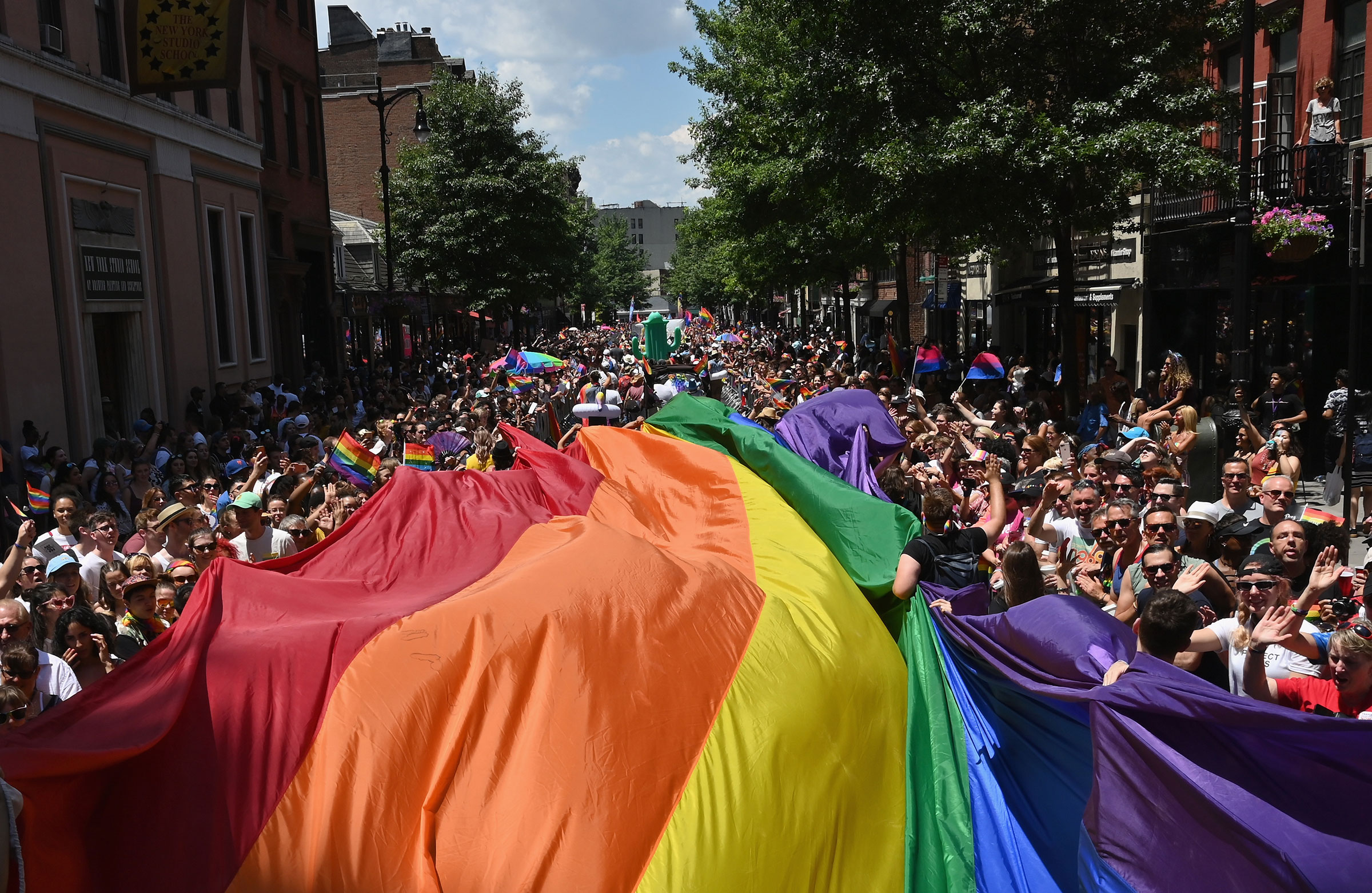 Participants take part in the NYC Pride March as part of World Pride commemorating the 50th Anniversary of the Stonewall Uprising on June 30, 2019 in New York City. 