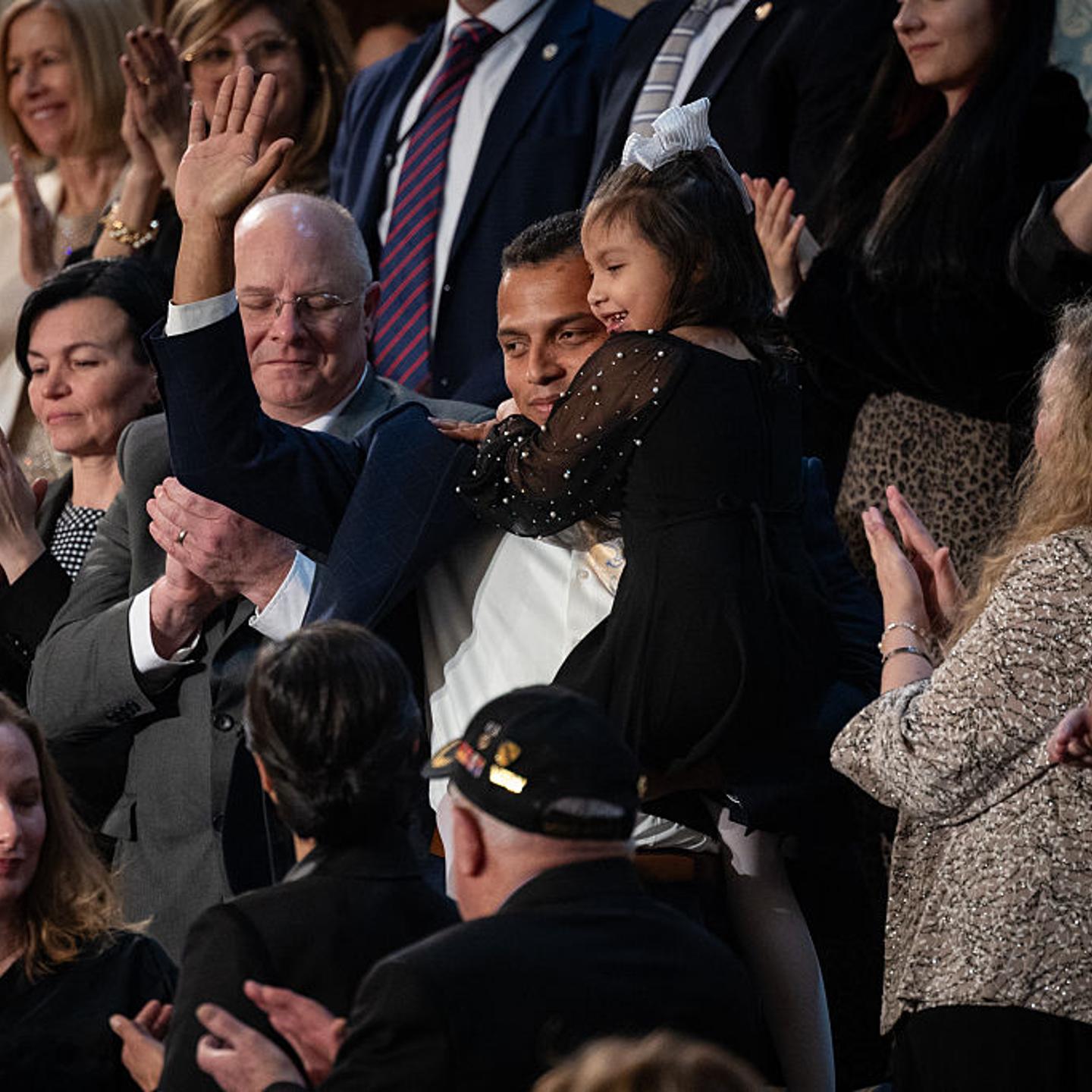 Marcus and Dalilah Coleman receive a shoutout from President Donald Trump during his State of the Union address to a joint session of Congress in the chambers of the House of Representatives in Washington, D.C., on Feb. 24, 2026.