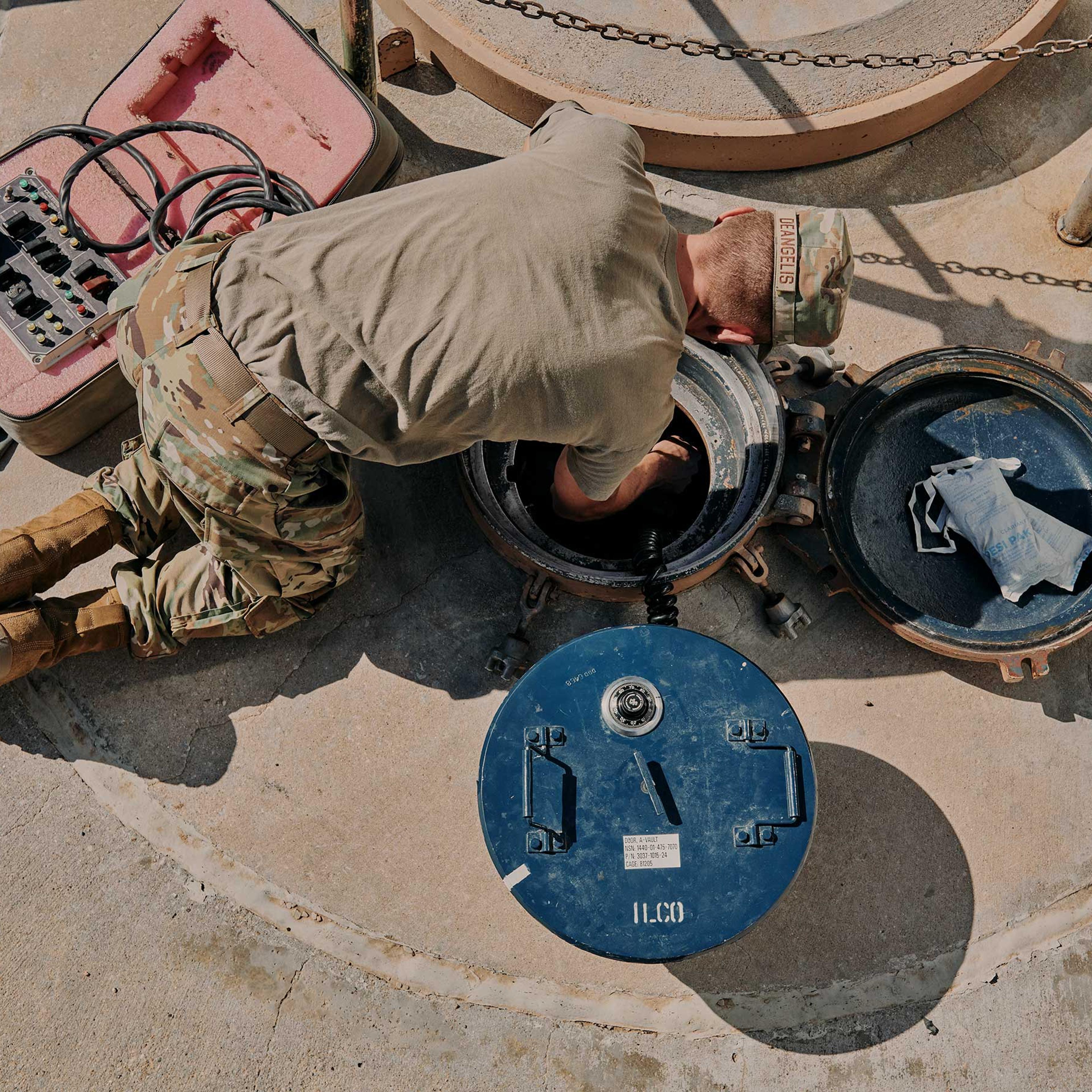 An Air Force crew prepares to install an ICBM at a remote silo in eastern Wyoming.