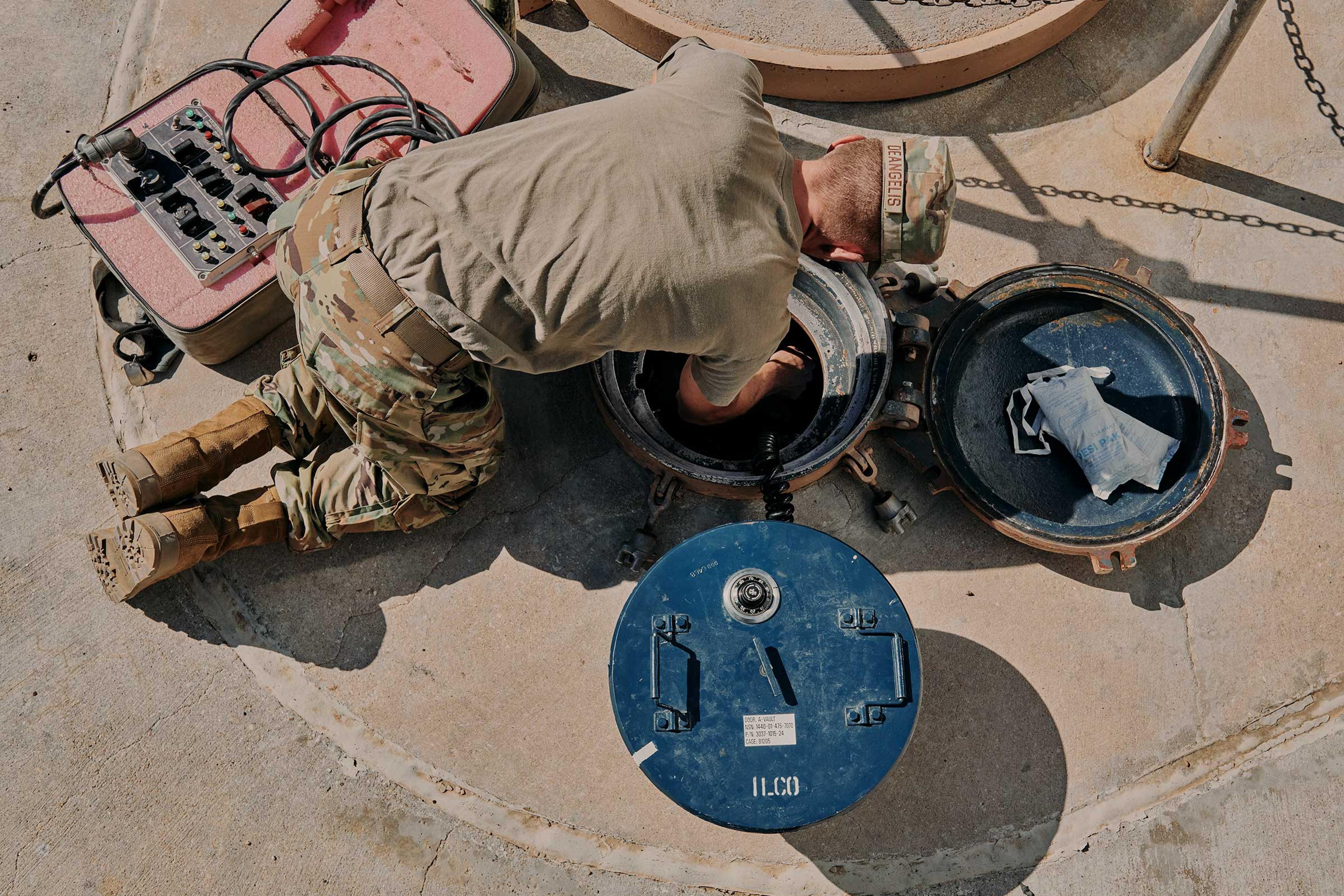 An Air Force crew prepares to install an ICBM at a remote silo in eastern Wyoming.