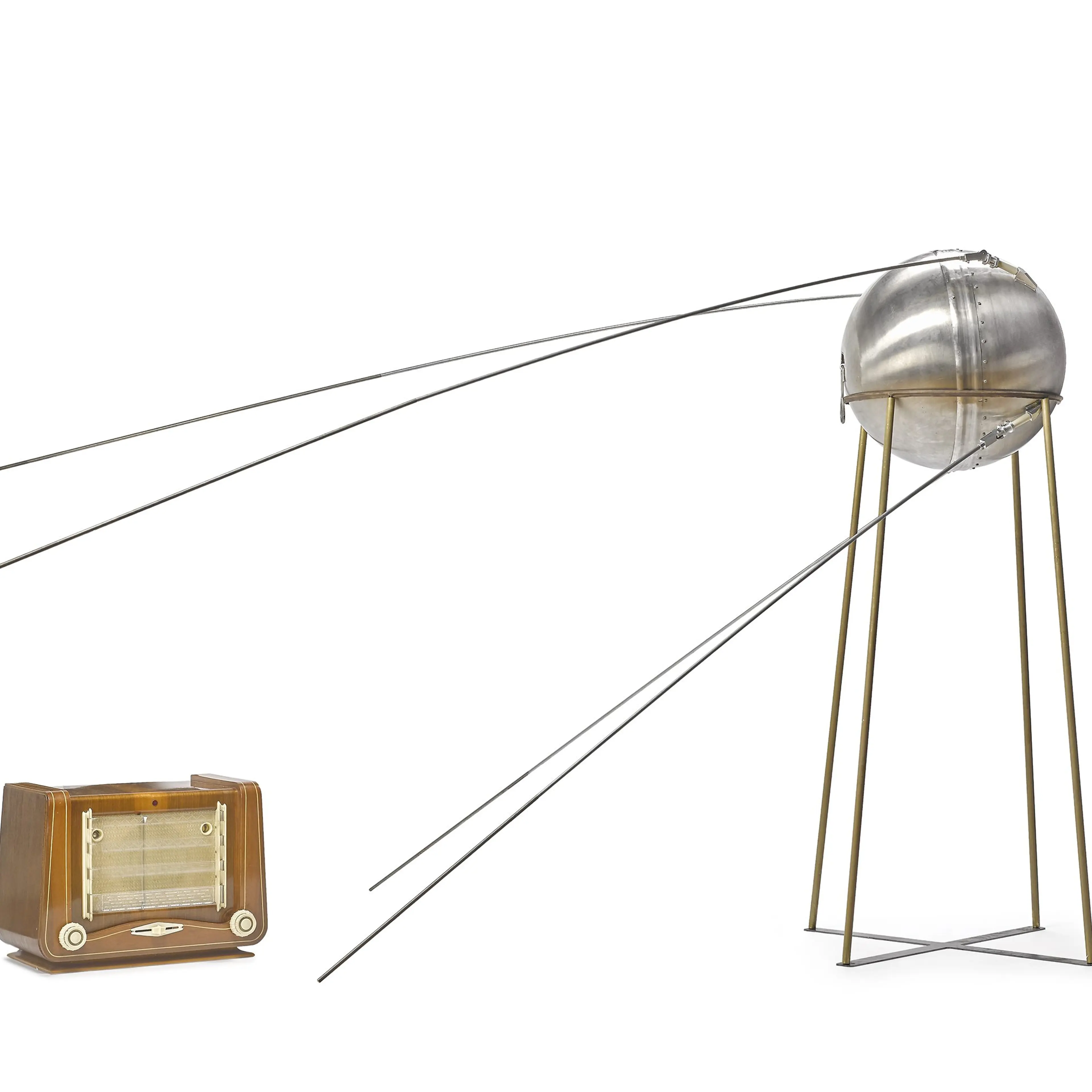 A rare vintage test model of the Sputnik-1 satellite, with a still operational live transmitter (just provide your own 12v battery!).